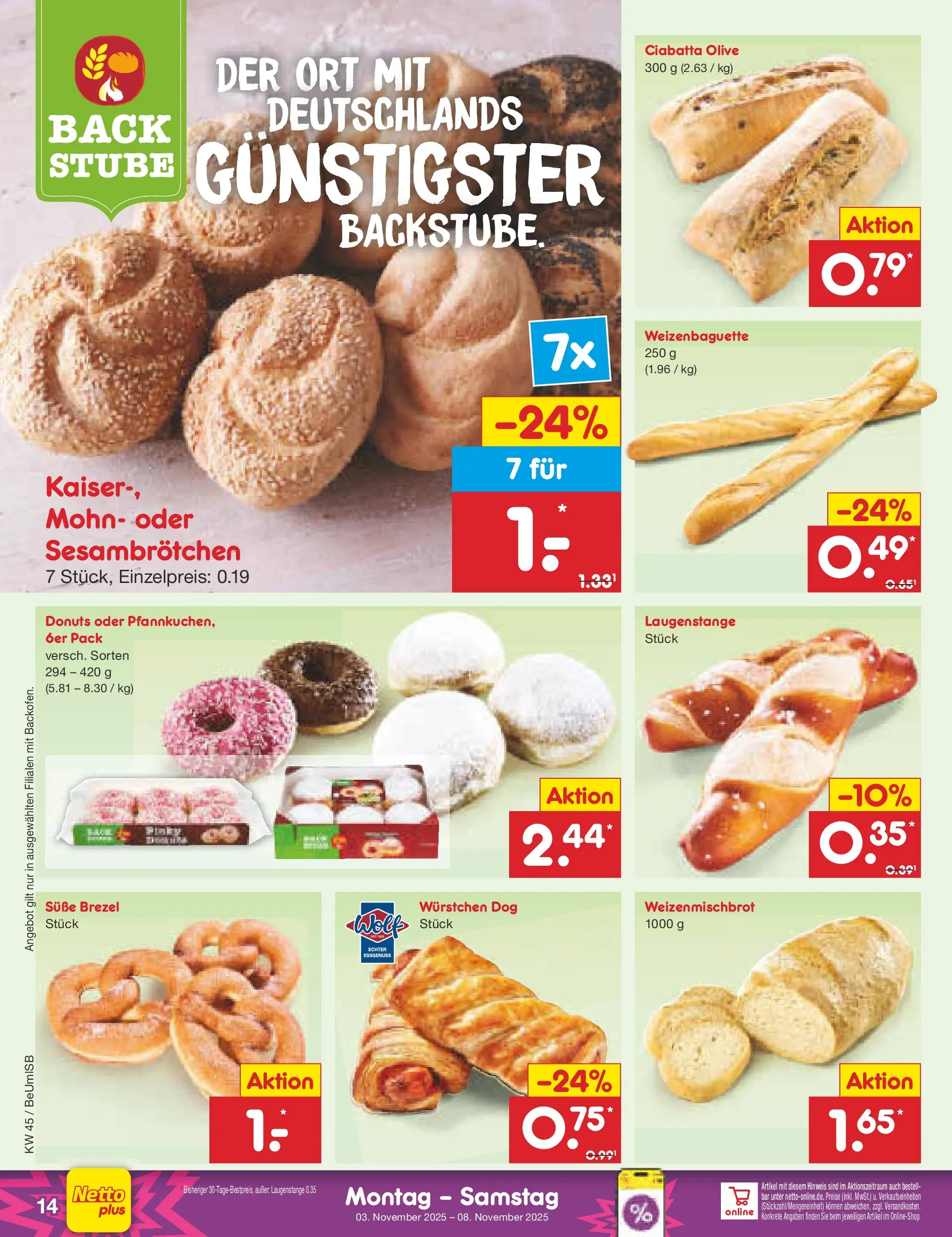 Netto Marken-Discount prospekt Kremmen	 (ab 03.11.2025) » Angebote | Seite: 14 | Produkte: Donuts