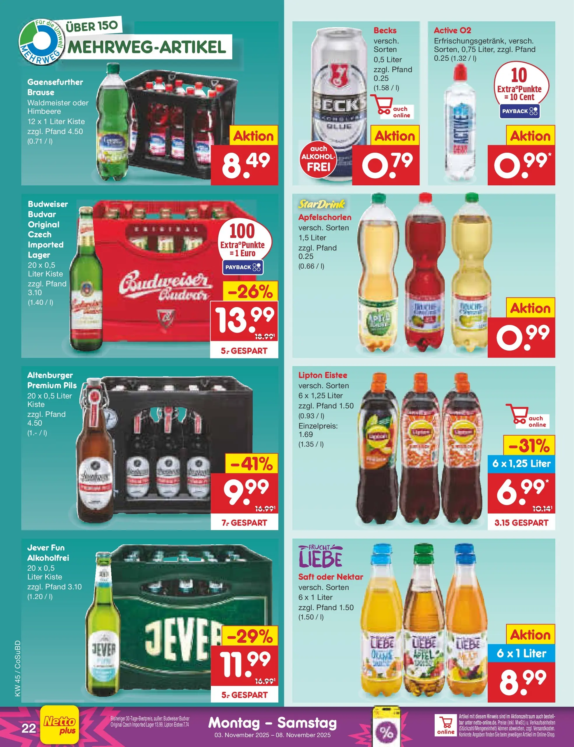 Netto Marken-Discount prospekt Delitzsch	 (ab 03.11.2025) » Angebote | Seite: 24 | Produkte: Pils, Jever, Himbeere, Saft