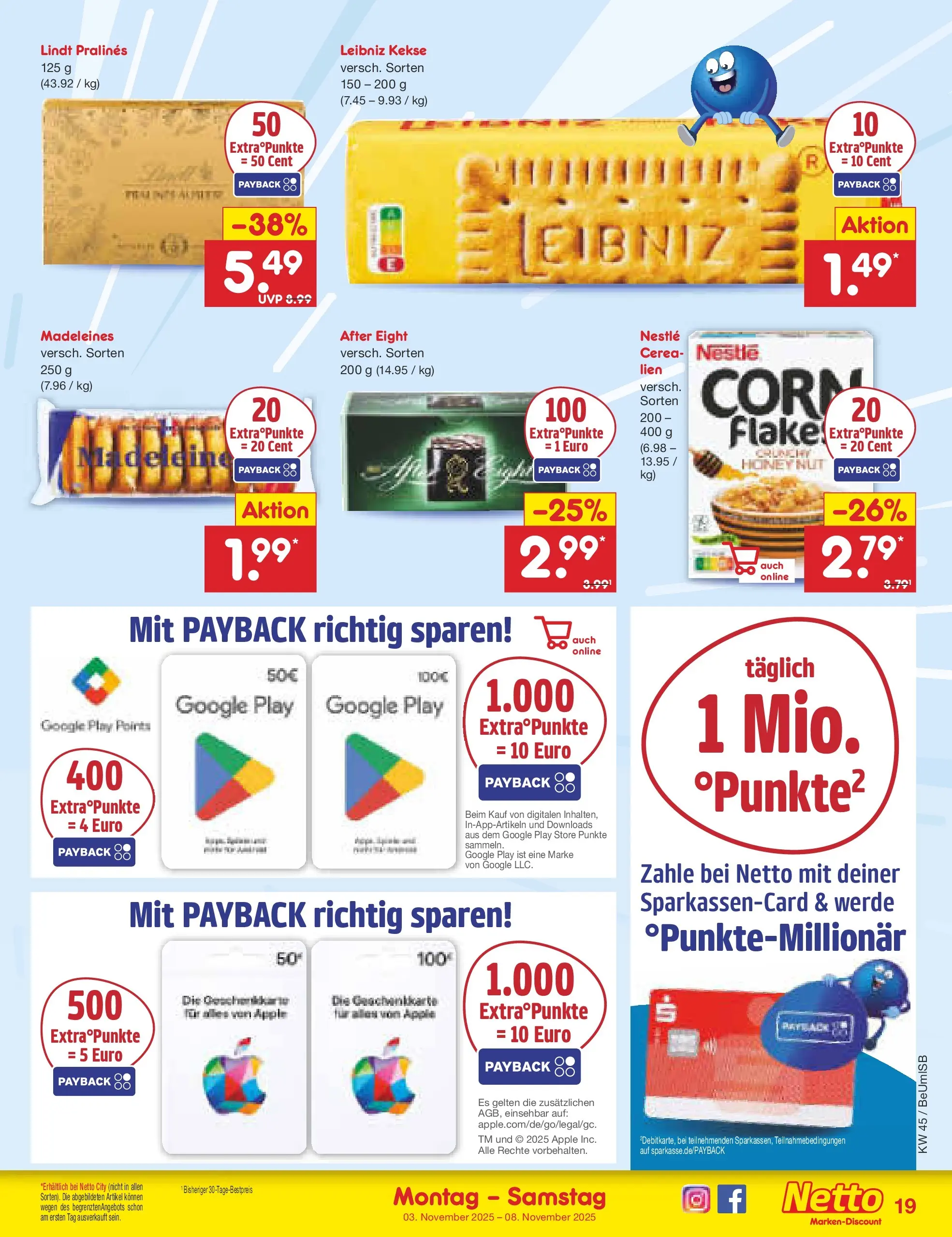 Netto Marken-Discount prospekt Kremmen	 (ab 03.11.2025) » Angebote | Seite: 19 | Produkte: Apple, Lindt, Kekse