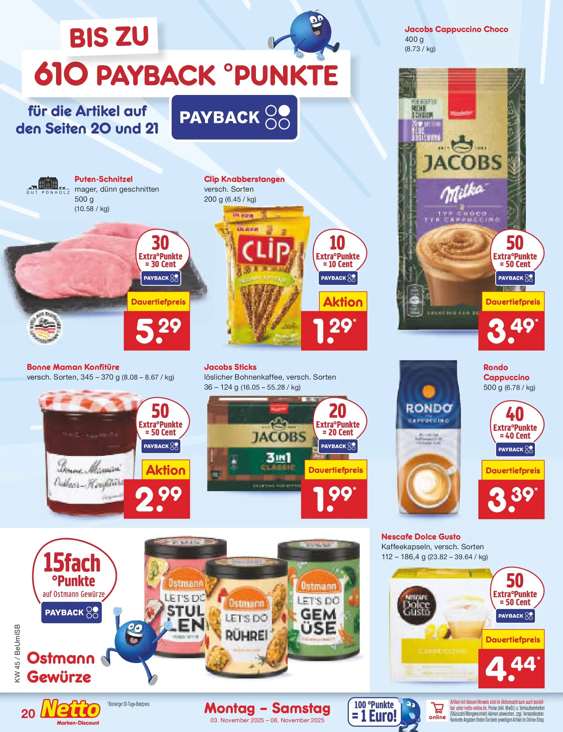 Netto Marken-Discount prospekt Kremmen	 (ab 03.11.2025) » Angebote | Seite: 20 | Produkte: Milka, Putenschnitzel, Bonne maman, Dolce gusto