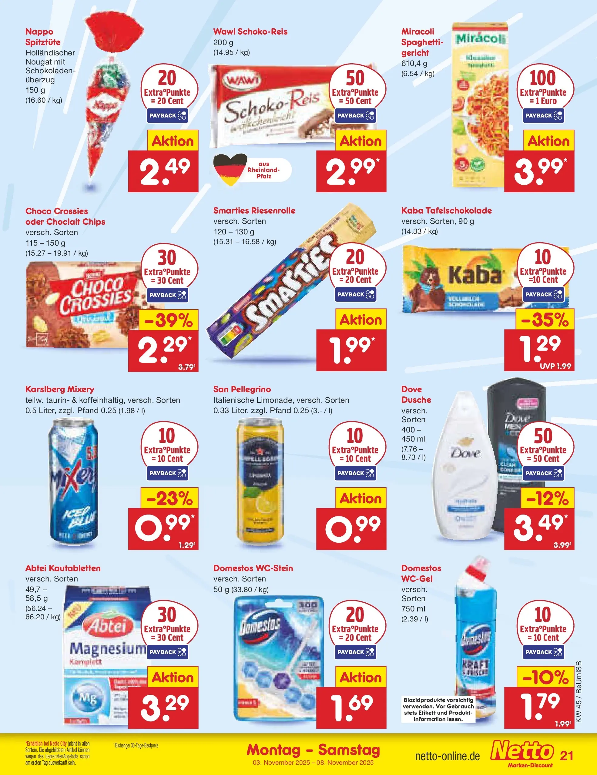Netto Marken-Discount prospekt Kremmen	 (ab 03.11.2025) » Angebote | Seite: 21 | Produkte: Dusche, Smarties, Mixery, Chips