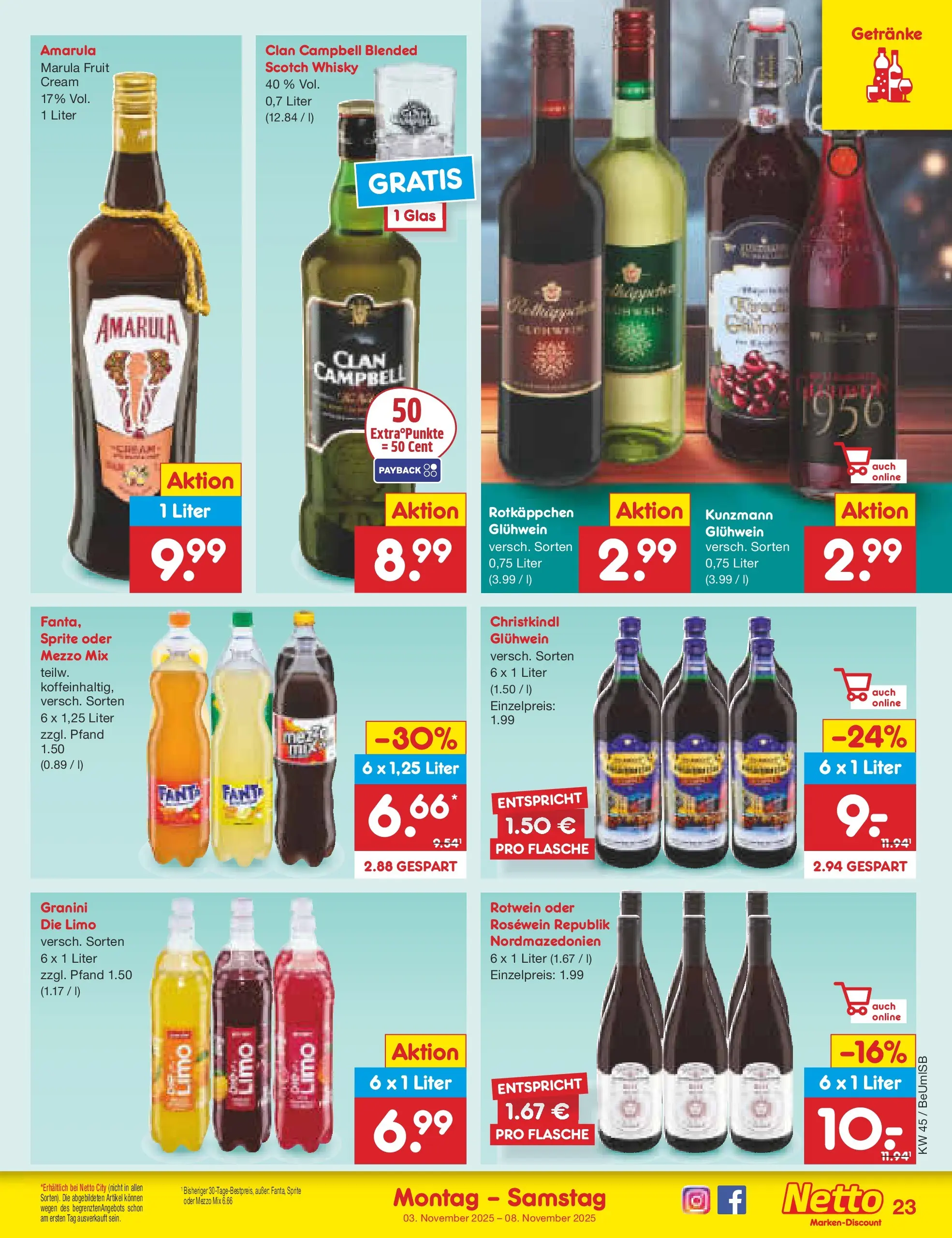 Netto Marken-Discount prospekt Kremmen	 (ab 03.11.2025) » Angebote | Seite: 25 | Produkte: Sprite, Rosewein, Granini, Oder mezzo mix