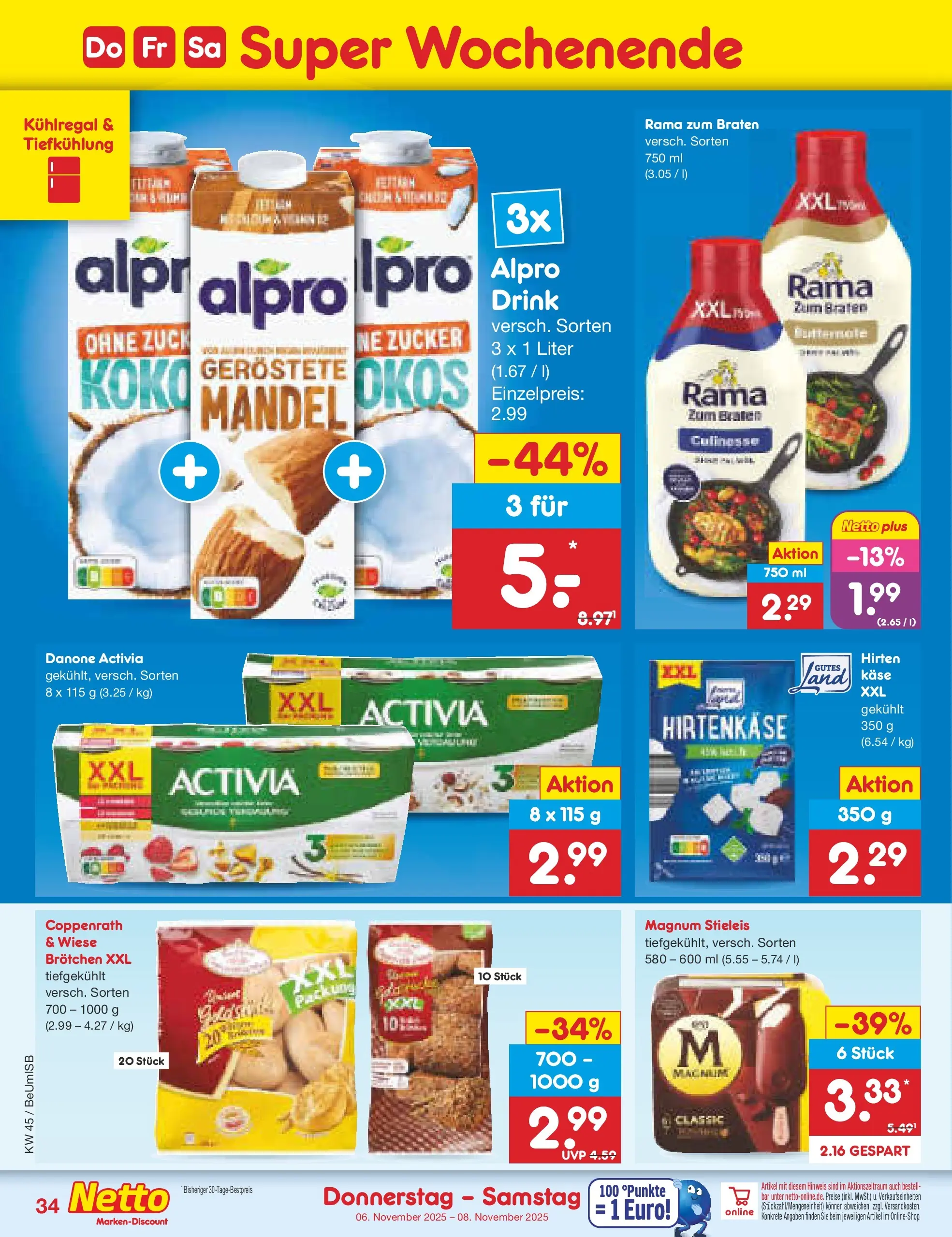 Netto Marken-Discount prospekt Kremmen	 (ab 03.11.2025) » Angebote | Seite: 38 | Produkte: Activia, Rama, Danone activia, Alpro