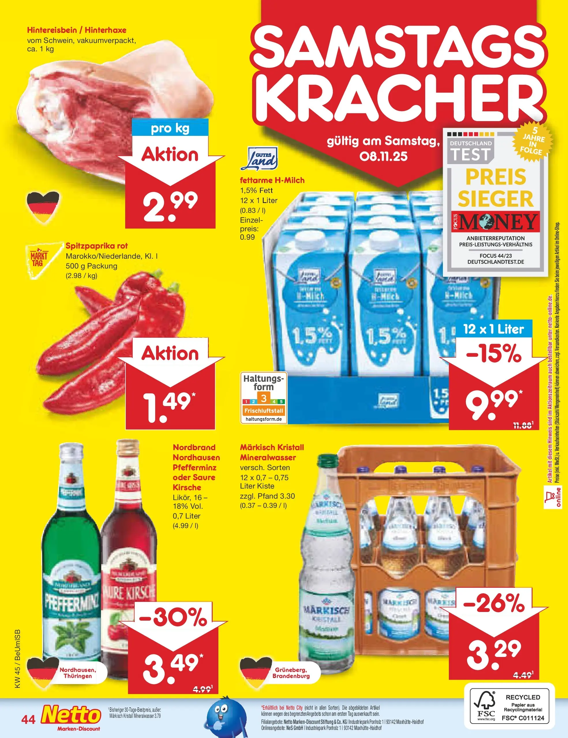 Netto Marken-Discount prospekt Kremmen	 (ab 03.11.2025) » Angebote | Seite: 48 | Produkte: Milch, Mineralwasser