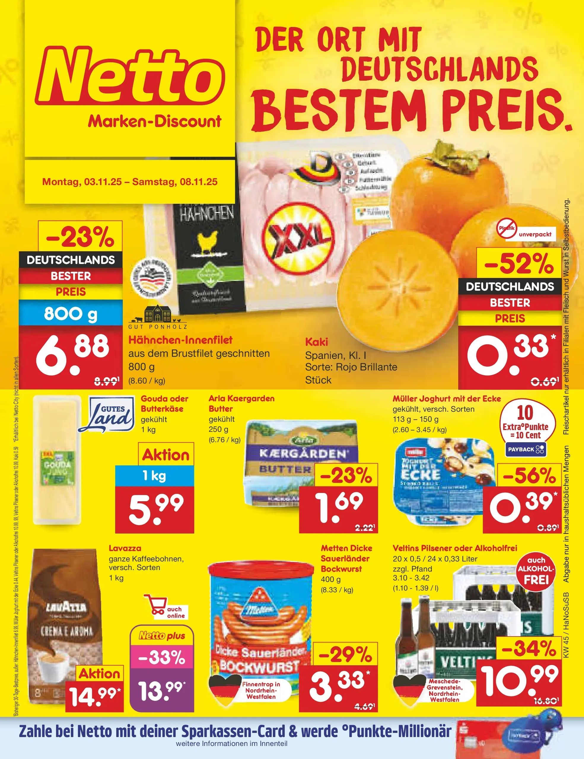 Netto Marken-Discount prospekt Wuppertal	 (ab 03.11.2025) » Angebote | Seite: 1 | Produkte: Bockwurst, Lavazza, Joghurt, Gouda Netto Marken-Discount prospekt Wuppertal	 (ab 03.11.2025) » Angebote | Seite: 1 | Produkte: Bockwurst, Lavazza, Joghurt, Gouda