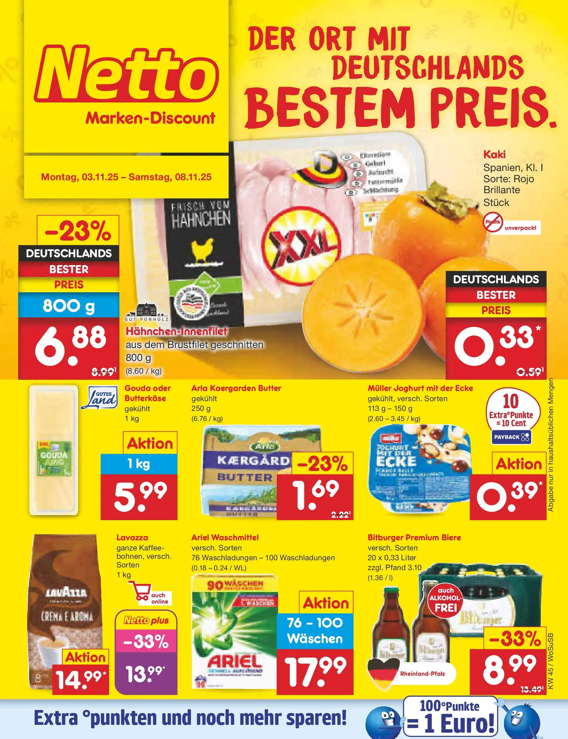 Netto Marken-Discount prospekt Mannheim	 (ab 03.11.2025) » Angebote | Seite: 1 | Produkte: Lavazza, Kaffee, Gouda, Kaki Netto Marken-Discount prospekt Mannheim	 (ab 03.11.2025) » Angebote | Seite: 1 | Produkte: Lavazza, Kaffee, Gouda, Kaki