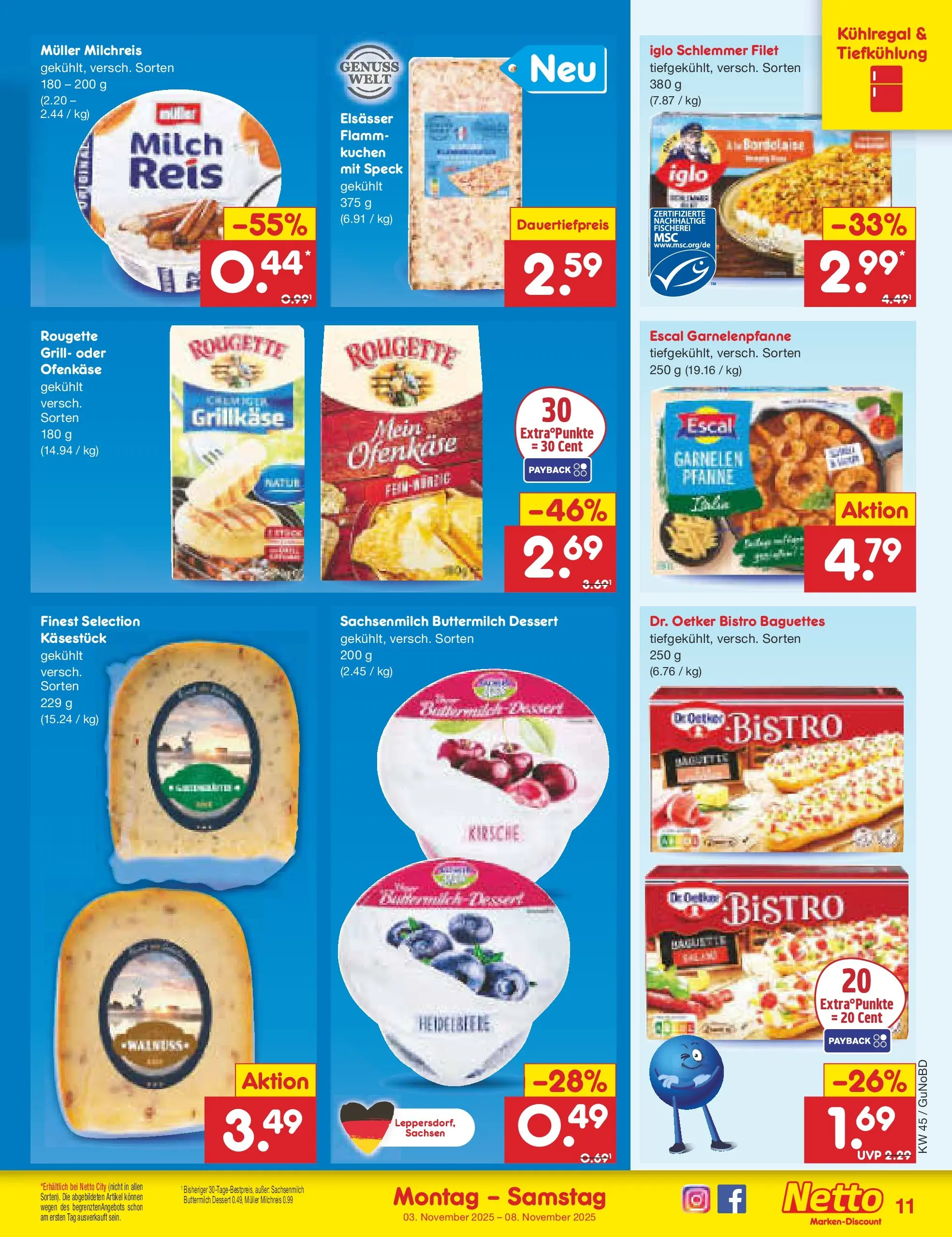Netto Marken-Discount prospekt Augustusburg	 (ab 03.11.2025) » Angebote | Seite: 11 | Produkte: Grill, Buttermilch, Garnelen, Reis