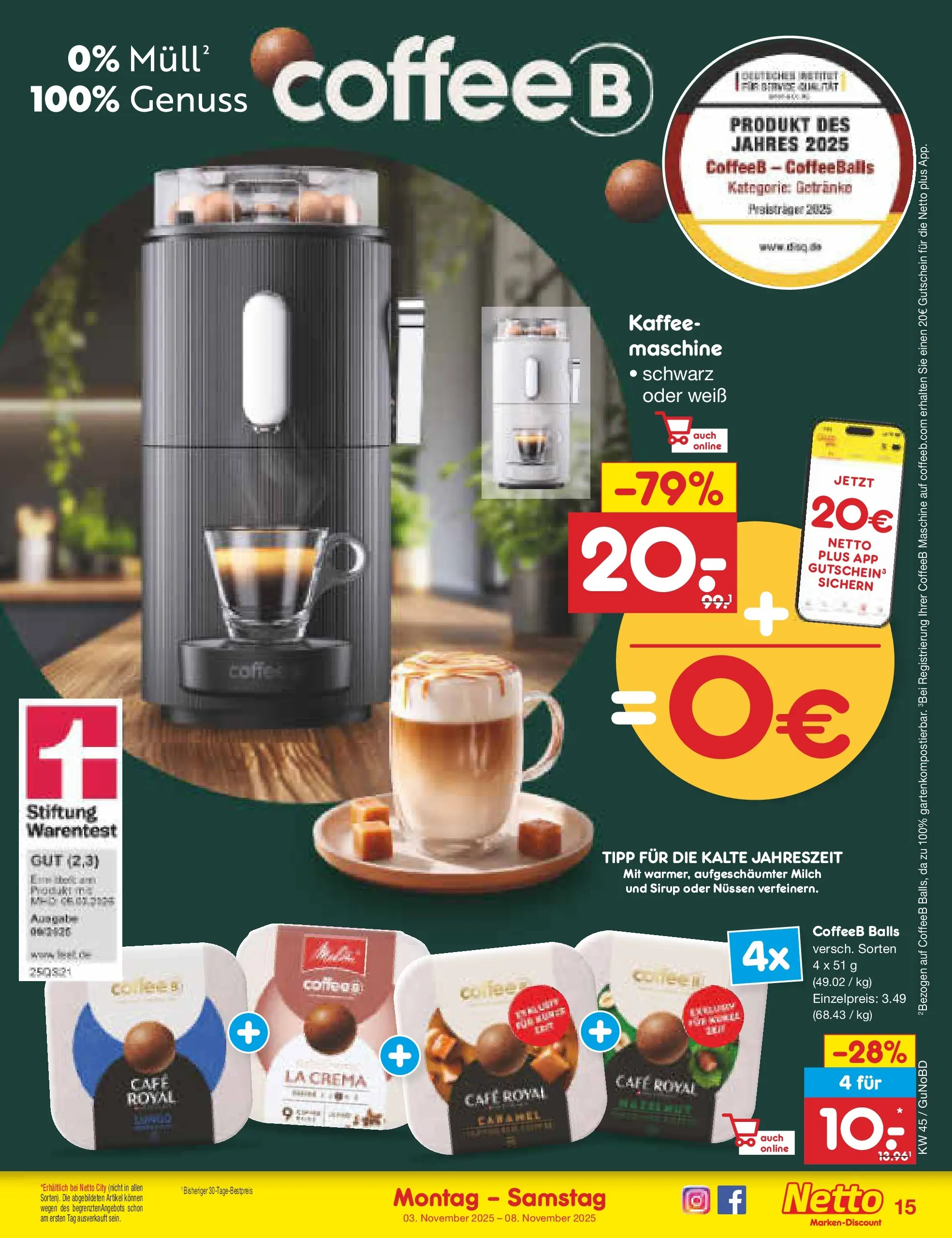 Netto Marken-Discount prospekt Augustusburg	 (ab 03.11.2025) » Angebote | Seite: 15 | Produkte: Milch, Kaffee, Sirup