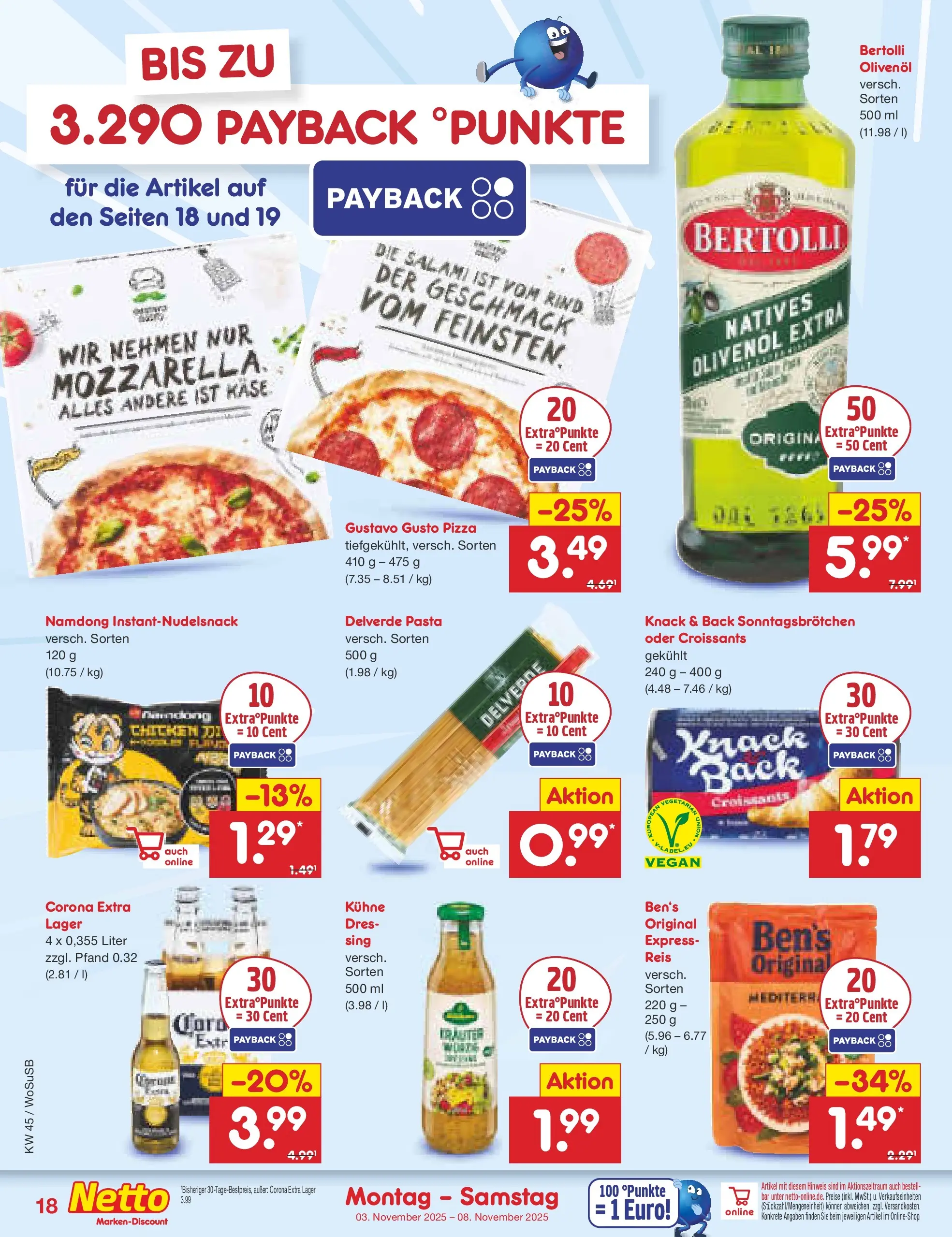 Netto Marken-Discount prospekt Mannheim	 (ab 03.11.2025) » Angebote | Seite: 18 | Produkte: Gustavo gusto, Bertolli olivenol, Pizza, Reis Netto Marken-Discount prospekt Mannheim	 (ab 03.11.2025) » Angebote | Seite: 18 | Produkte: Gustavo gusto, Bertolli olivenol, Pizza, Reis