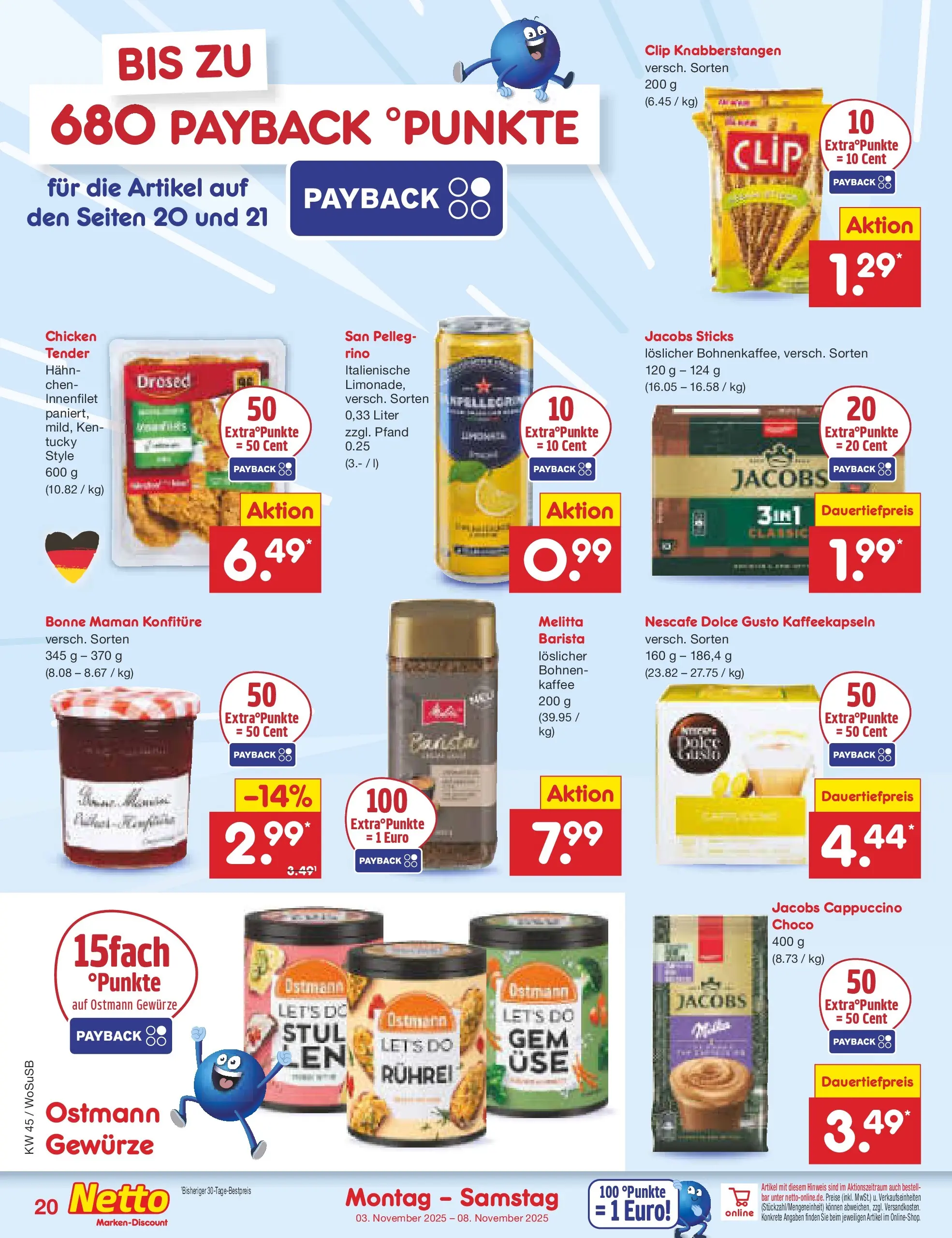 Netto Marken-Discount prospekt Mannheim	 (ab 03.11.2025) » Angebote | Seite: 20 | Produkte: Melitta, Nescafe, Kaffee, Gewürze Netto Marken-Discount prospekt Mannheim	 (ab 03.11.2025) » Angebote | Seite: 20 | Produkte: Melitta, Nescafe, Kaffee, Gewürze