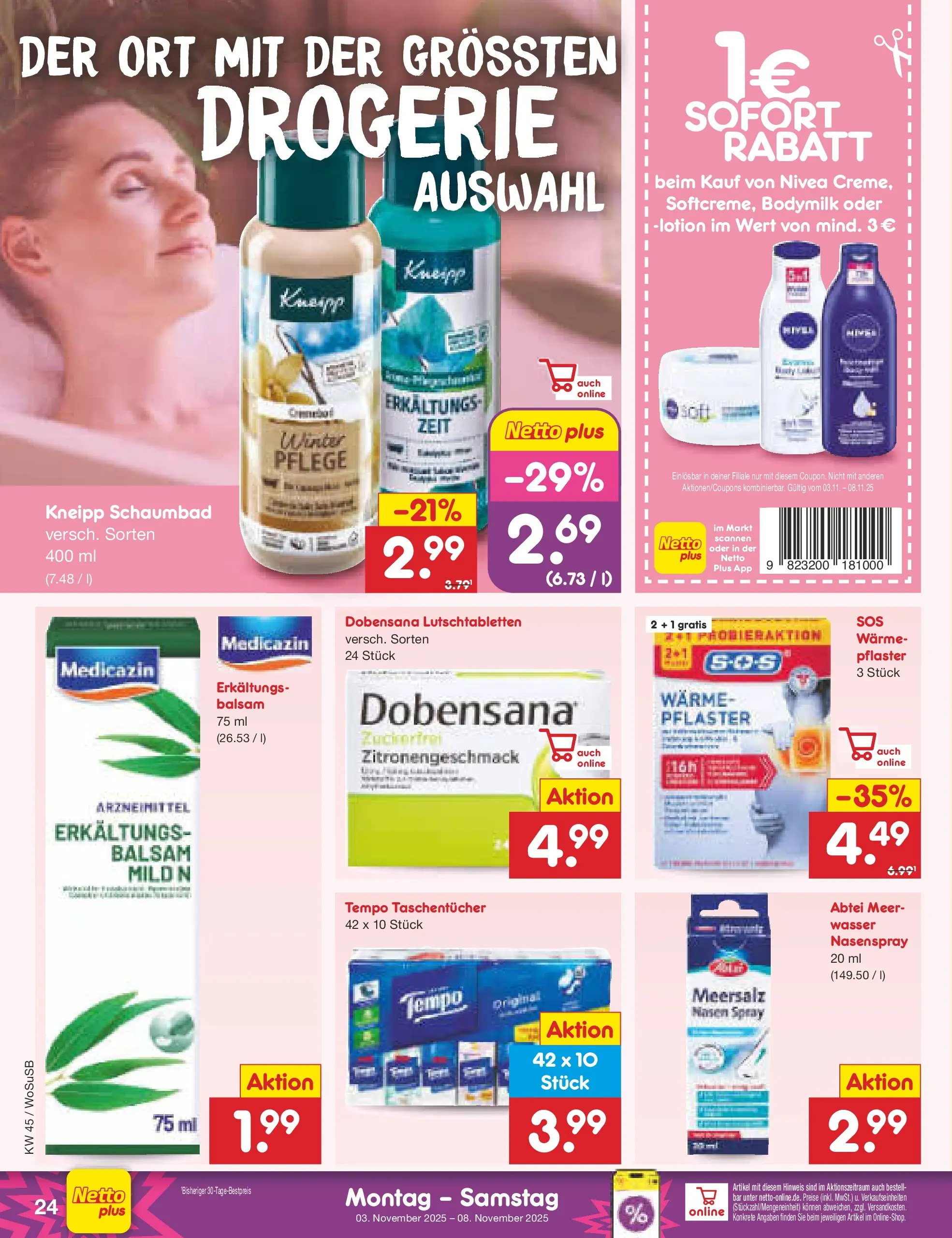 Netto Marken-Discount prospekt Mannheim	 (ab 03.11.2025) » Angebote | Seite: 26 | Produkte: Wasser, Tempo Netto Marken-Discount prospekt Mannheim	 (ab 03.11.2025) » Angebote | Seite: 26 | Produkte: Wasser, Tempo