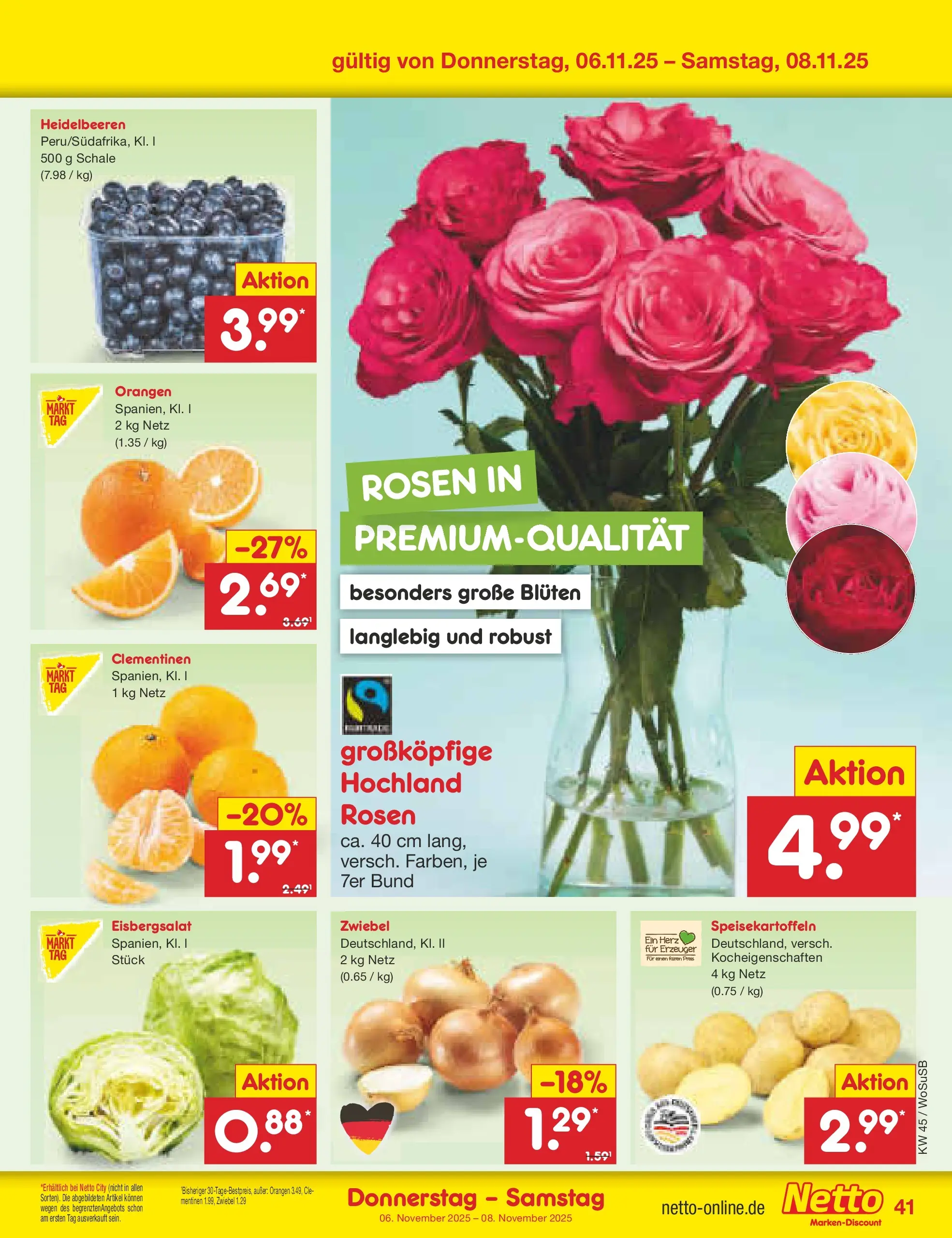 Netto Marken-Discount prospekt Mannheim	 (ab 03.11.2025) » Angebote | Seite: 45 | Produkte: Orangen, Eisbergsalat, Heidelbeeren Netto Marken-Discount prospekt Mannheim	 (ab 03.11.2025) » Angebote | Seite: 45 | Produkte: Orangen, Eisbergsalat, Heidelbeeren