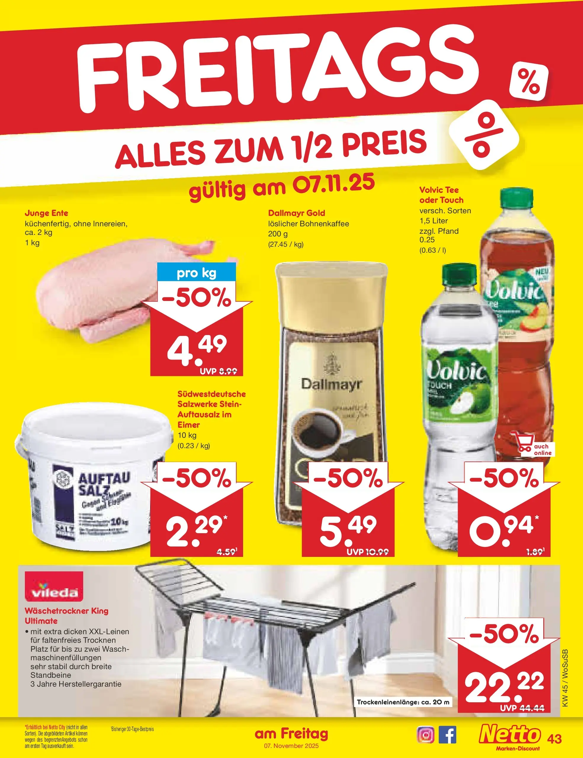 Netto Marken-Discount prospekt Mannheim	 (ab 03.11.2025) » Angebote | Seite: 47 | Produkte: Dallmayr, Salz, Volvic, Ente Netto Marken-Discount prospekt Mannheim	 (ab 03.11.2025) » Angebote | Seite: 47 | Produkte: Dallmayr, Salz, Volvic, Ente