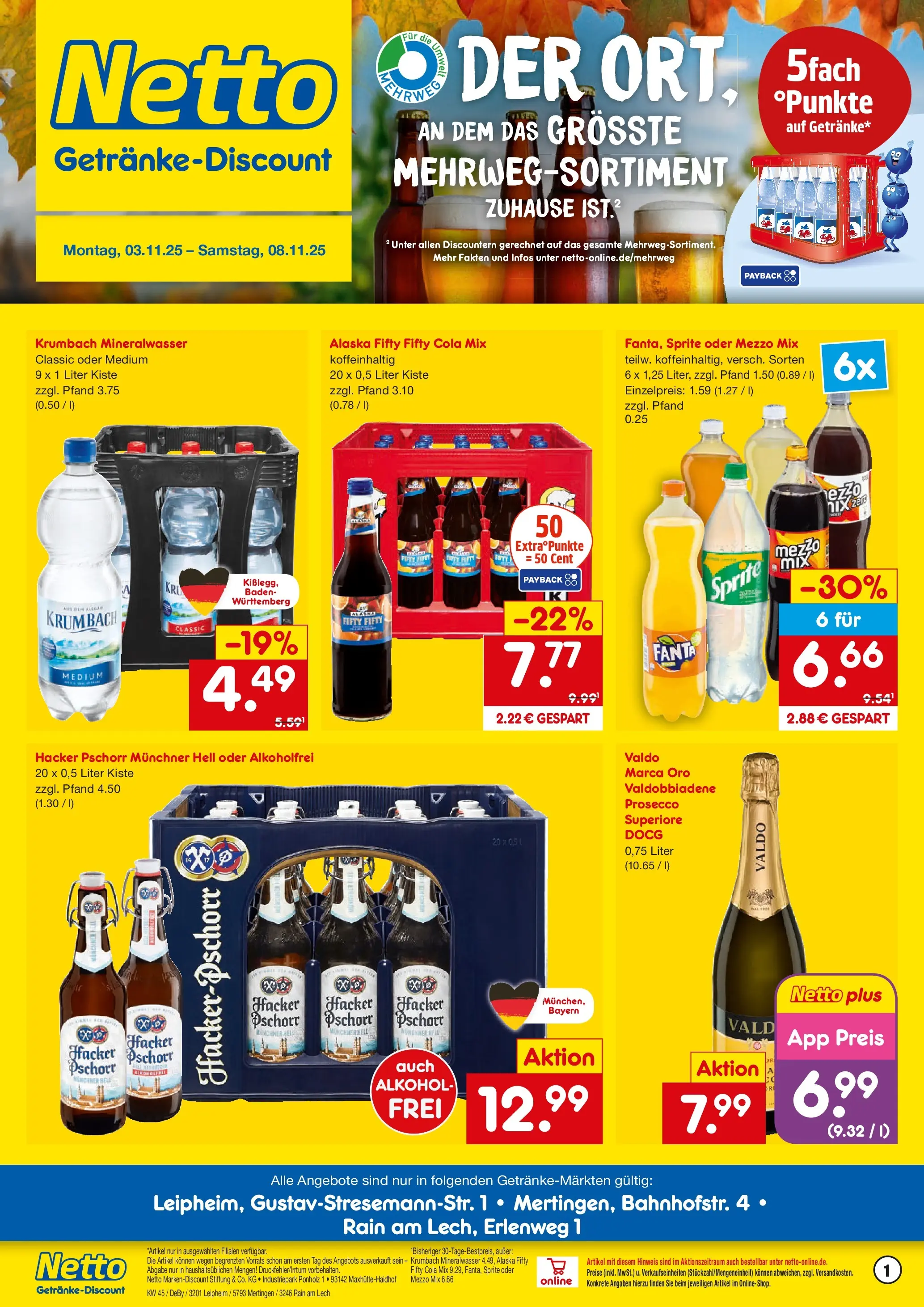 Netto Marken-Discount prospekt Mertingen	 (ab 03.11.2025) » Angebote | Seite: 1 | Produkte: Fanta, Mineralwasser, Prosecco, Oder mezzo mix