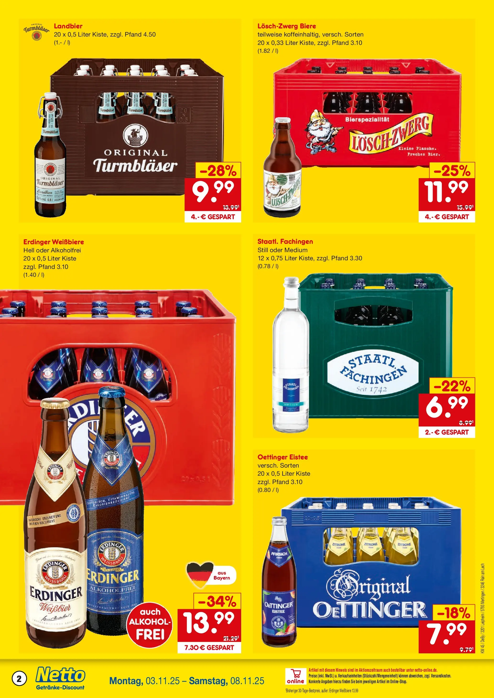 Netto Marken-Discount prospekt Mertingen	 (ab 03.11.2025) » Angebote | Seite: 2 | Produkte: Erdinger, Weißbier, Oettinger, Zitrone