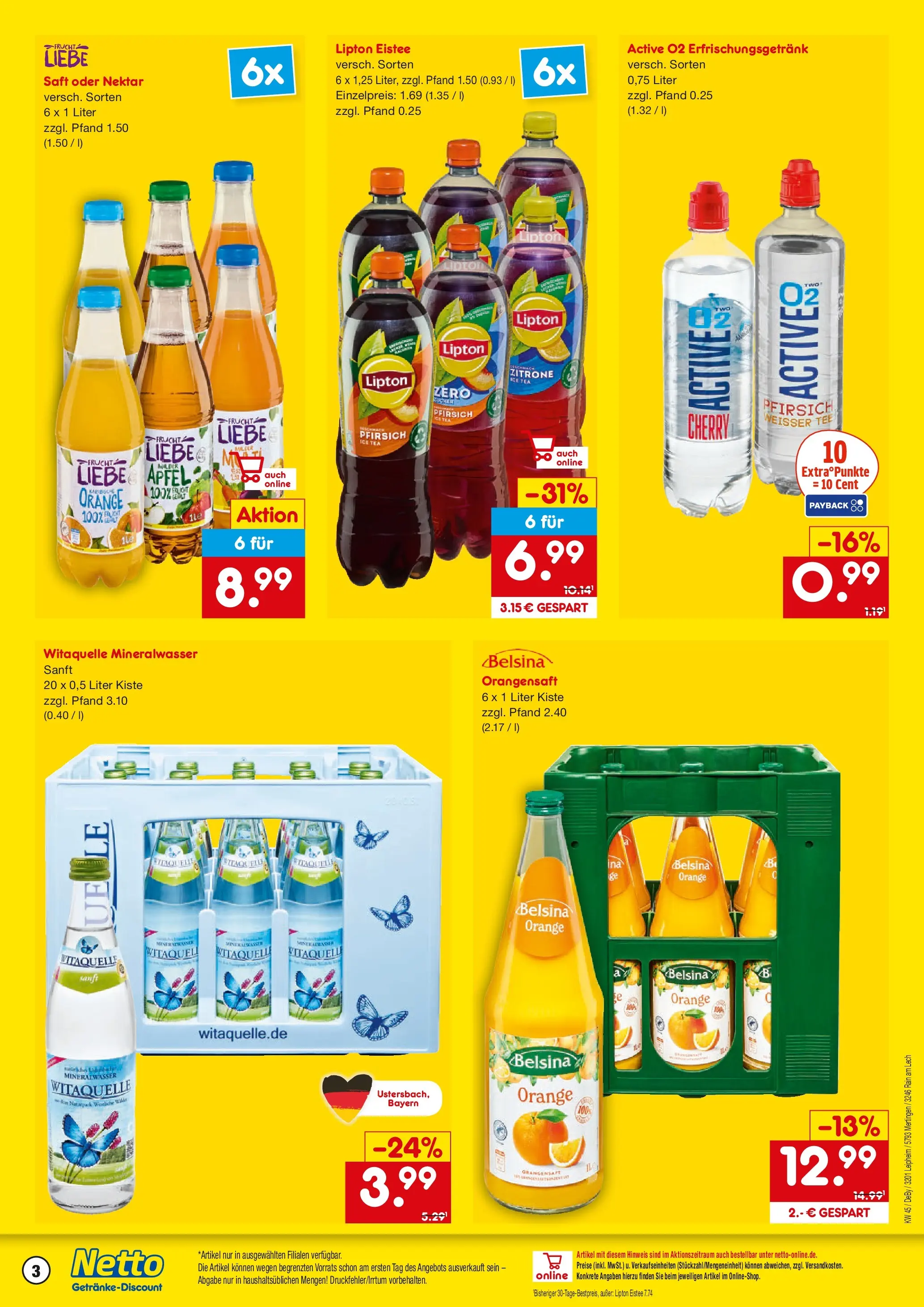 Netto Marken-Discount prospekt Mertingen	 (ab 03.11.2025) » Angebote | Seite: 3 | Produkte: Kocher, Orangensaft, Pfirsich, Tee
