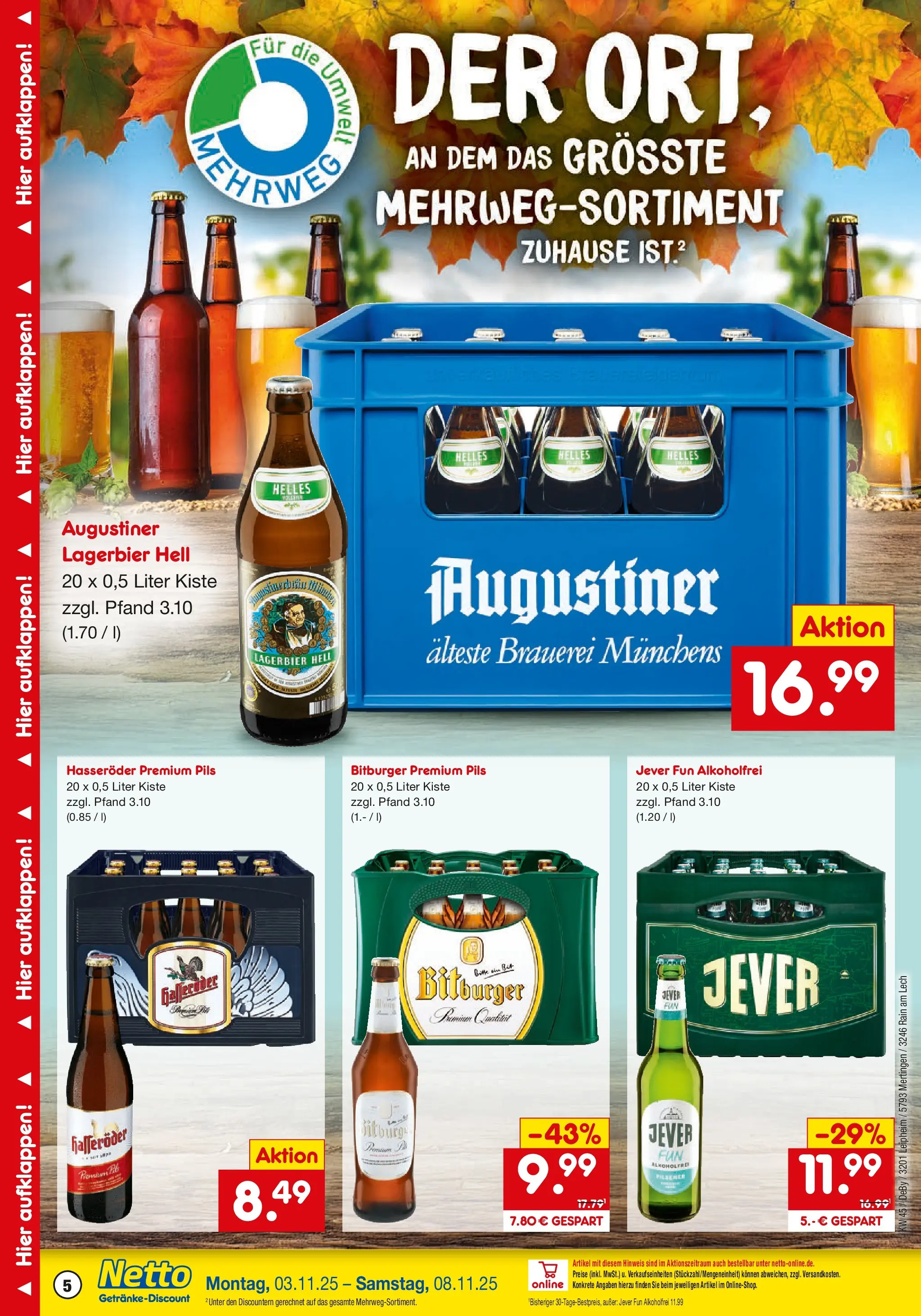 Netto Marken-Discount prospekt Mertingen	 (ab 03.11.2025) » Angebote | Seite: 5 | Produkte: Bitburger, Pils, Jever, Hasseröder