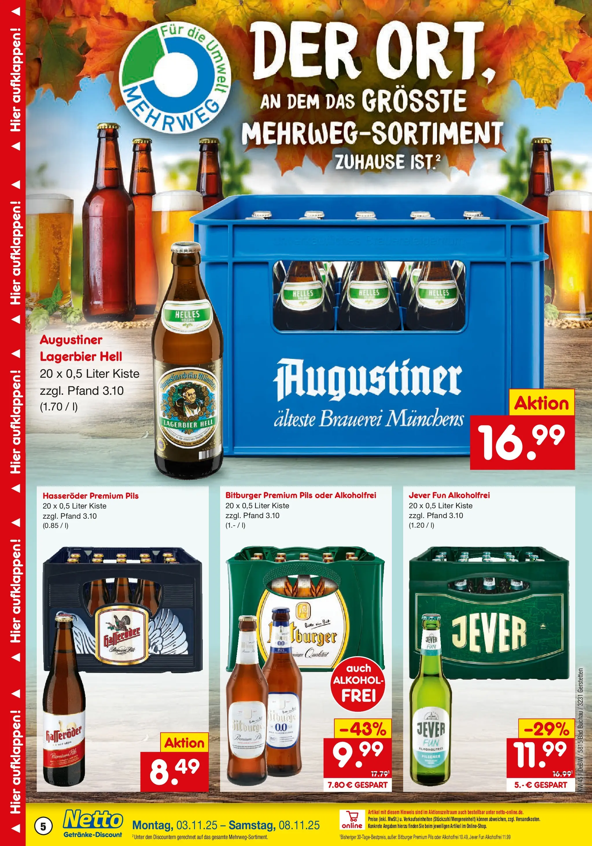 Netto Marken-Discount prospekt Gerstetten	 (ab 03.11.2025) » Angebote | Seite: 5 | Produkte: Bad, Pils, Jever, Hasseröder