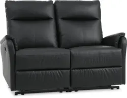 JYSK Диван ABILDSKOV двуместен електрически черен изкуствена кожа