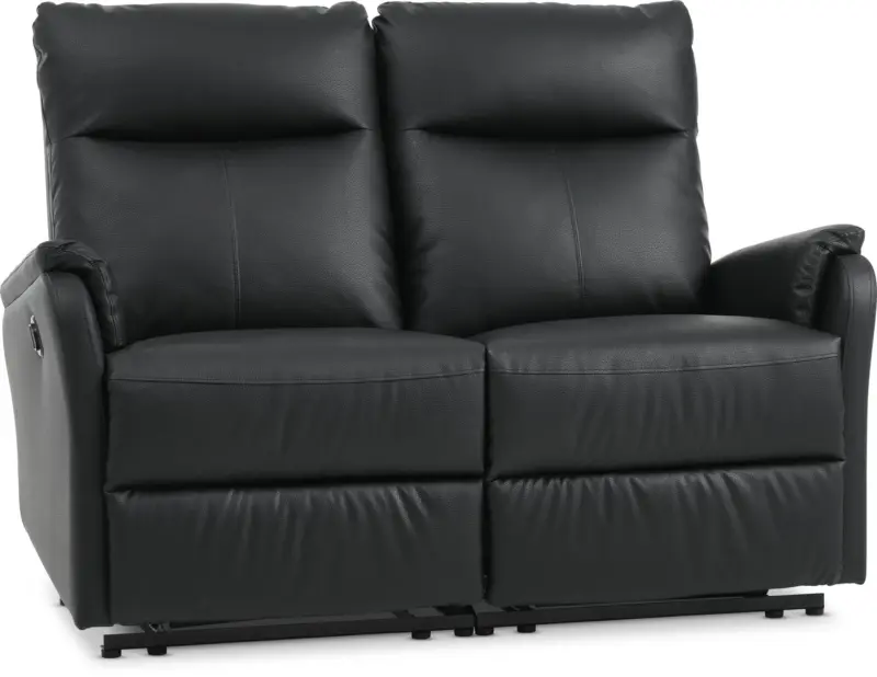JYSK Диван ABILDSKOV двуместен електрически черен изкуствена кожа