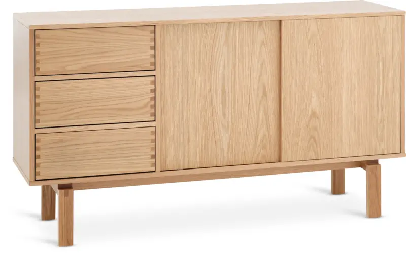 JYSK Бюфет MEJLSKOV 2 врати 3 чекмеджета цвят натурален дъб