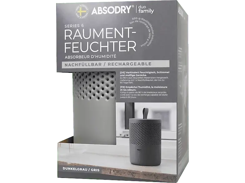 Everbrent Absodry Duo Family Tasche Serie 6 Luftentfeuchter, Nachfüllbar Grau, 60 m³