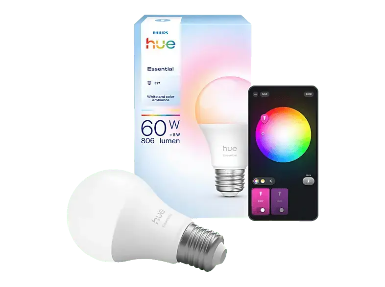 Philips Hue Essential White & Color Ambiance 806 A60 E27 smarte Lampe; Leuchtmittel