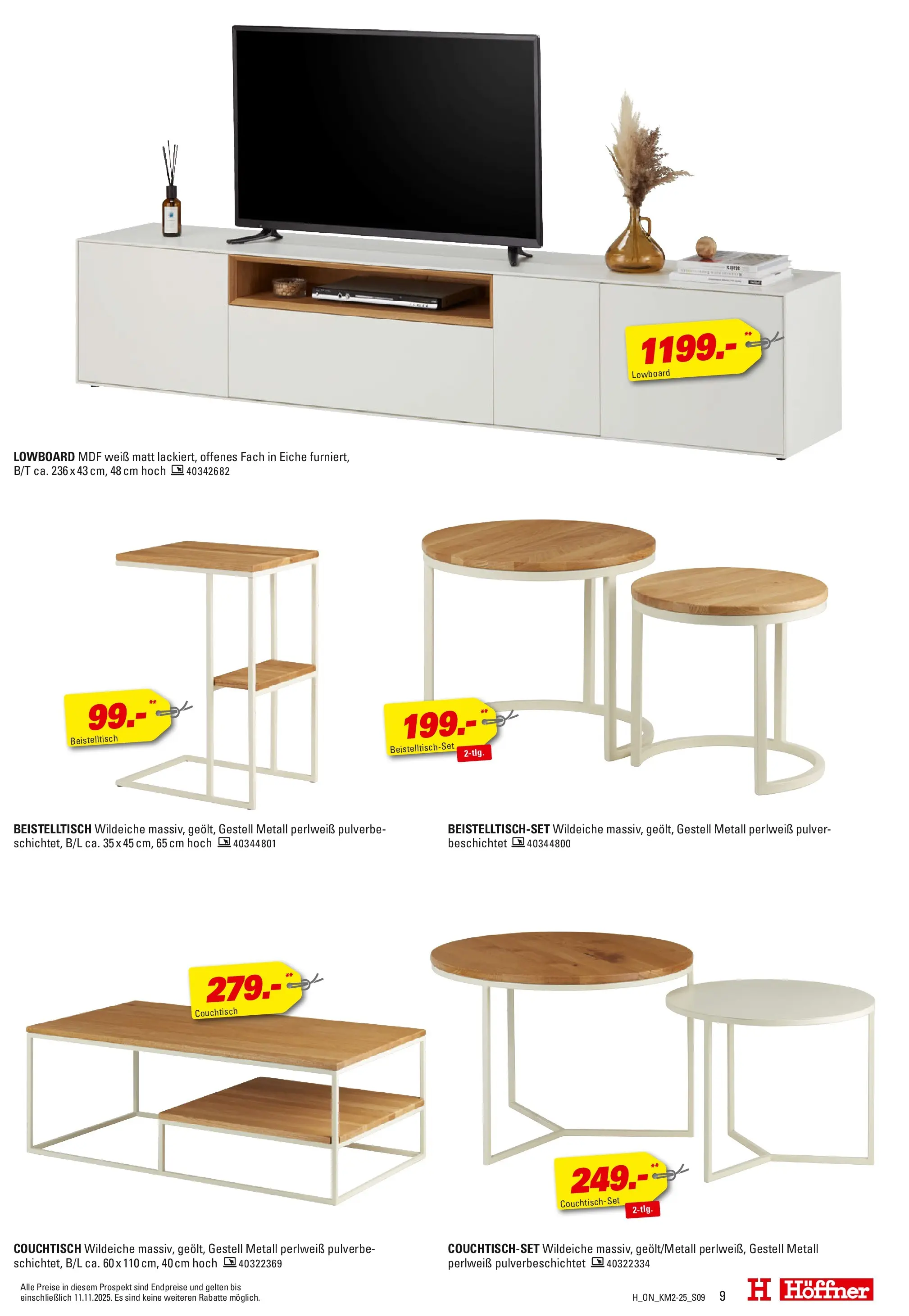 Höffner Prospekt Barsbüttel	 (ab 29.10.2025) zum Blättern | Seite: 9 | Produkte: Lowboard, Beistelltisch, Couchtisch
