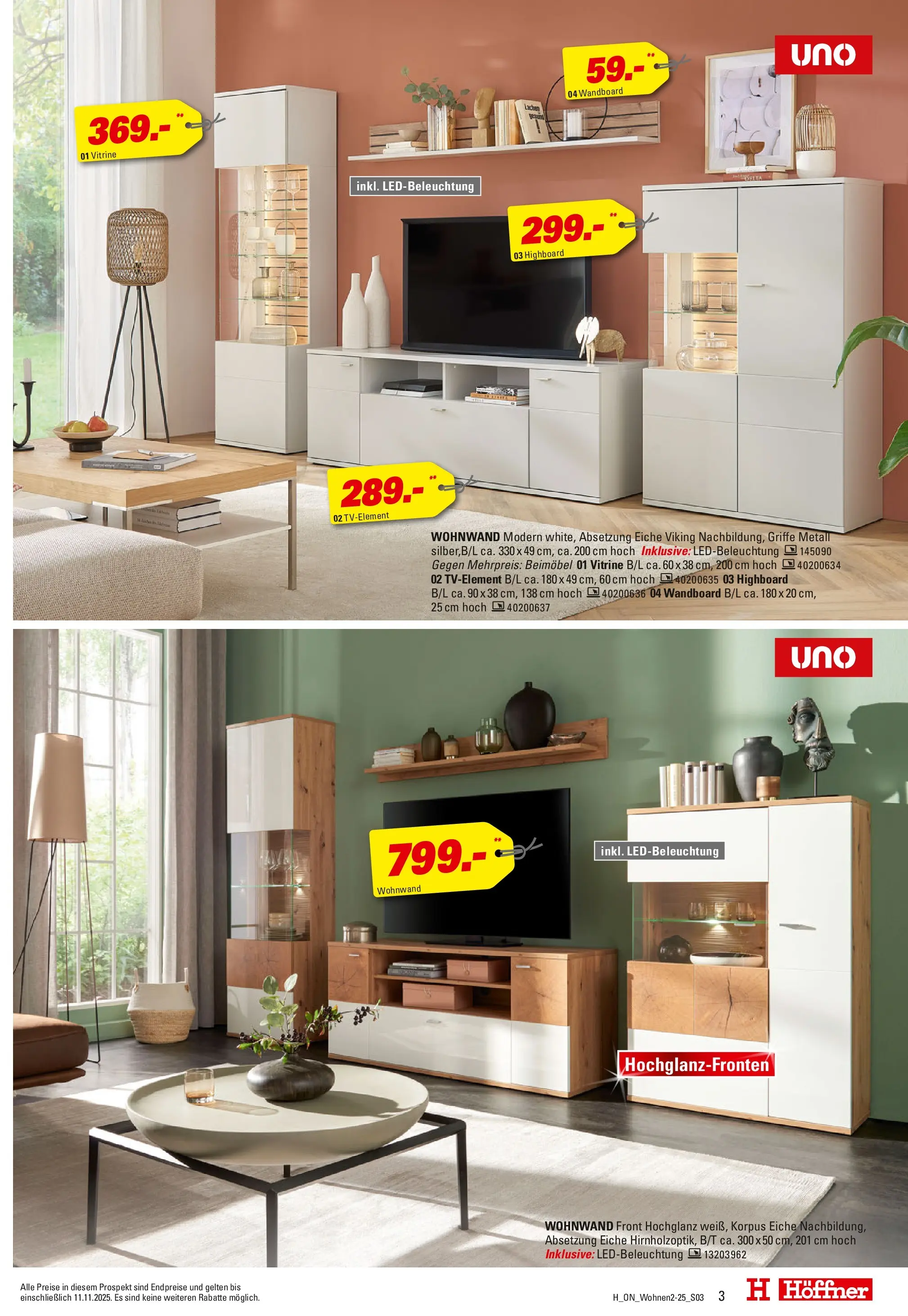 Höffner Prospekt Barsbüttel	 (ab 29.10.2025) zum Blättern | Seite: 3 | Produkte: Wohnwand, HIghboard, Wandboard, Vitrine