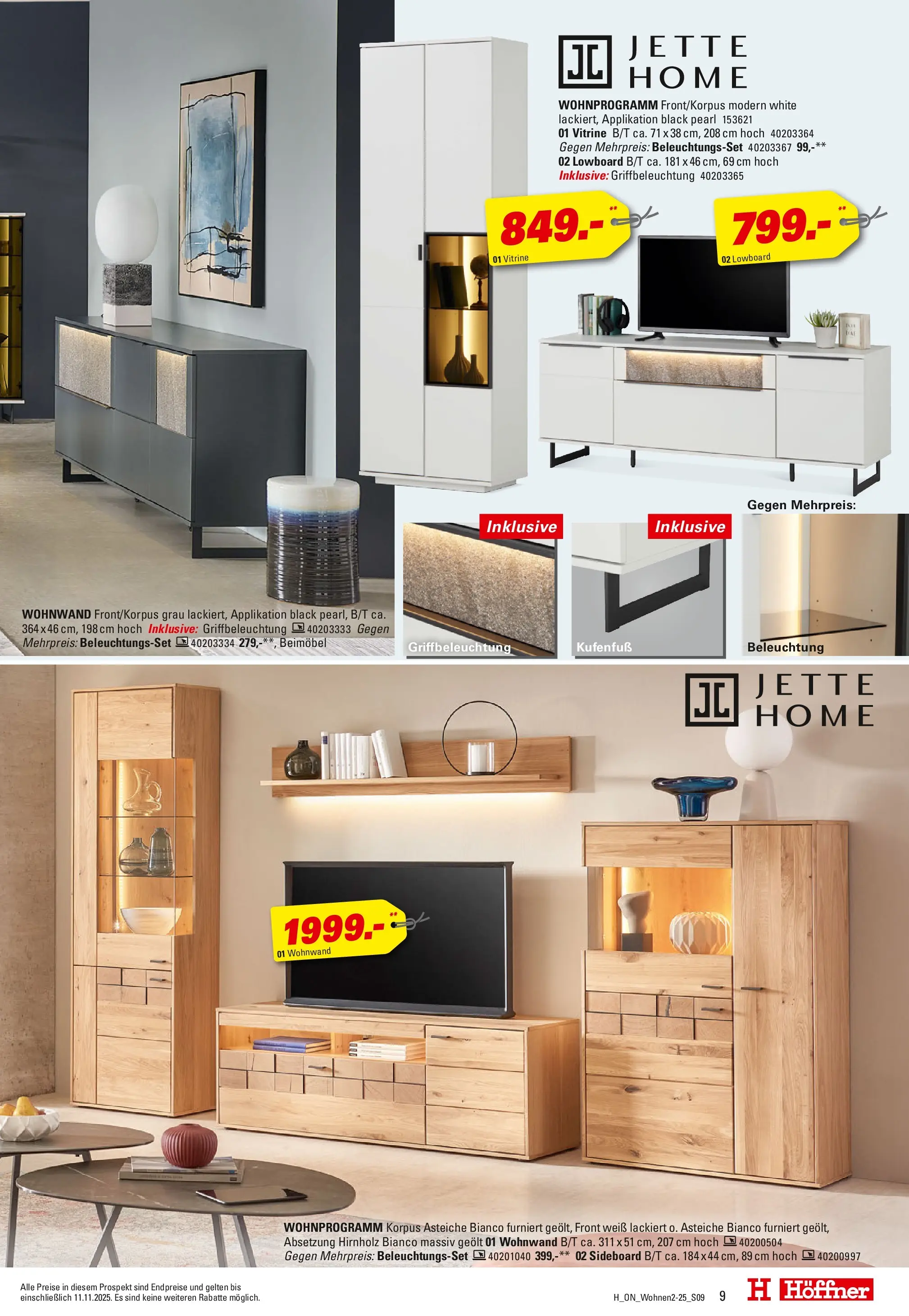 Höffner Prospekt Barsbüttel	 (ab 29.10.2025) zum Blättern | Seite: 9 | Produkte: Sideboard, Wohnwand, Lowboard, Vitrine