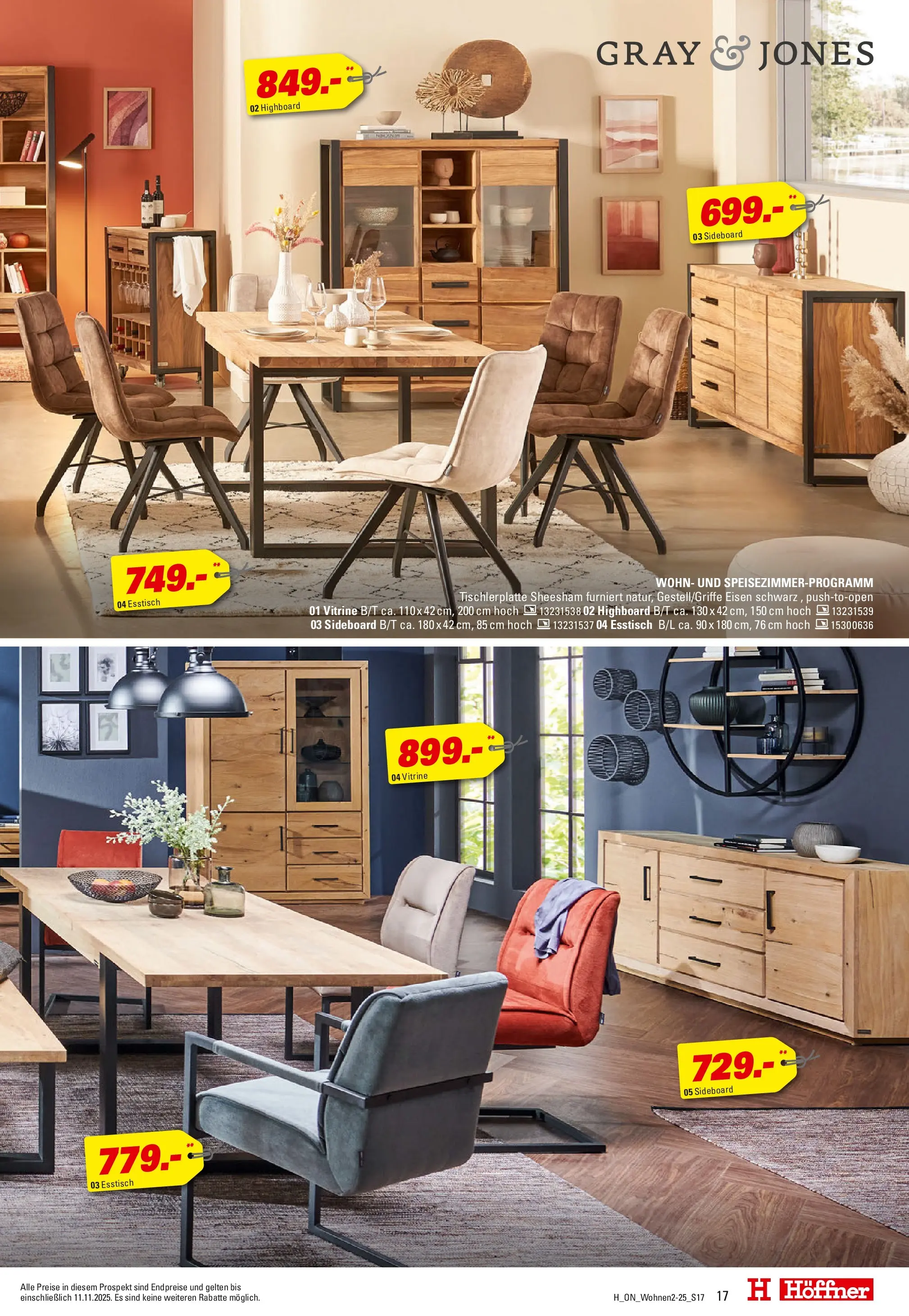 Höffner Prospekt Barsbüttel	 (ab 29.10.2025) zum Blättern | Seite: 17 | Produkte: Sideboard, HIghboard, Esstisch, Vitrine