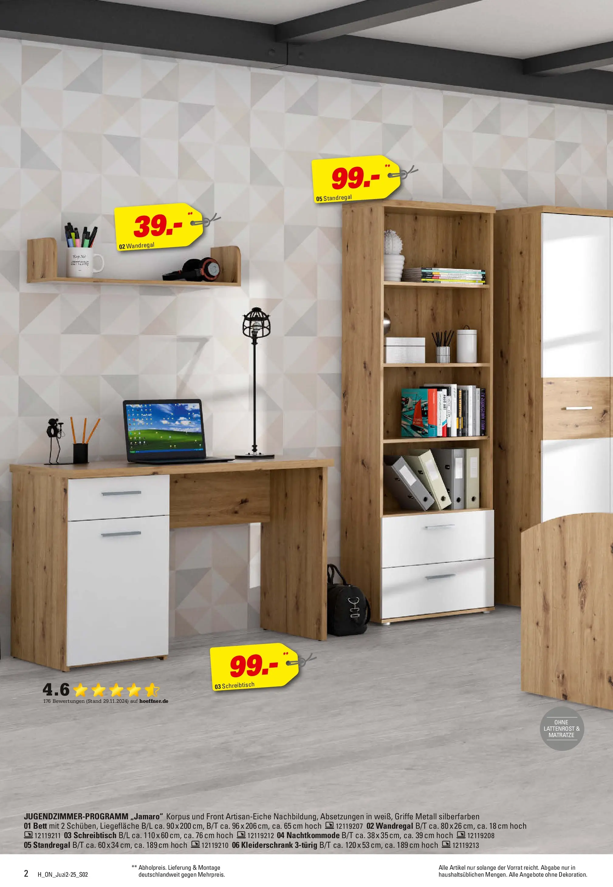 Höffner Prospekt Barsbüttel	 (ab 29.10.2025) zum Blättern | Seite: 2 | Produkte: Wandregal, Bett, Matratze, Lattenrost