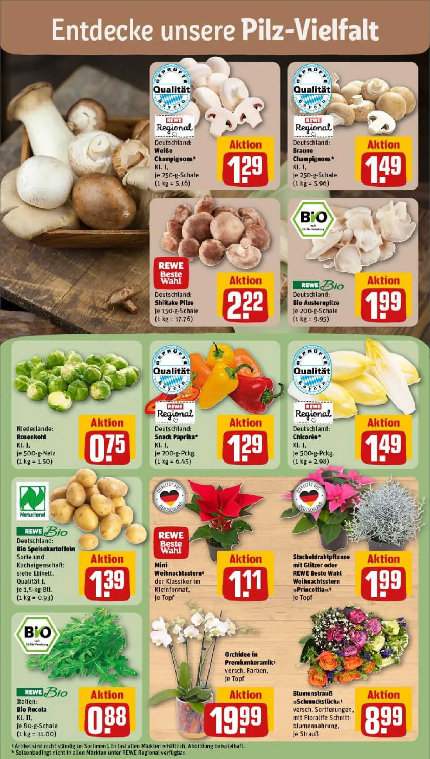 REWE Prospekt ab 02.11.2025 zum Blättern » Angebote | Seite: 7 | Produkte: Orchidee, Rucola, Champignons