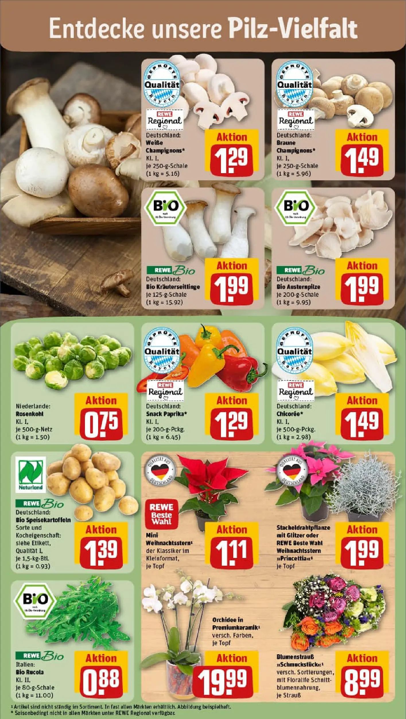 REWE Prospekt ab 02.11.2025 zum Blättern » Angebote | Seite: 7 | Produkte: Orchidee, Rucola, Champignons