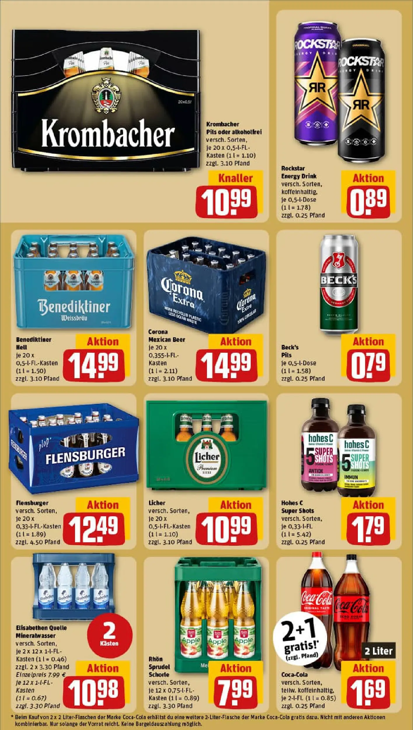 REWE Prospekt ab 02.11.2025 zum Blättern » Angebote | Seite: 22 | Produkte: Rockstar energy, Flensburger, Krombacher, Hohes c