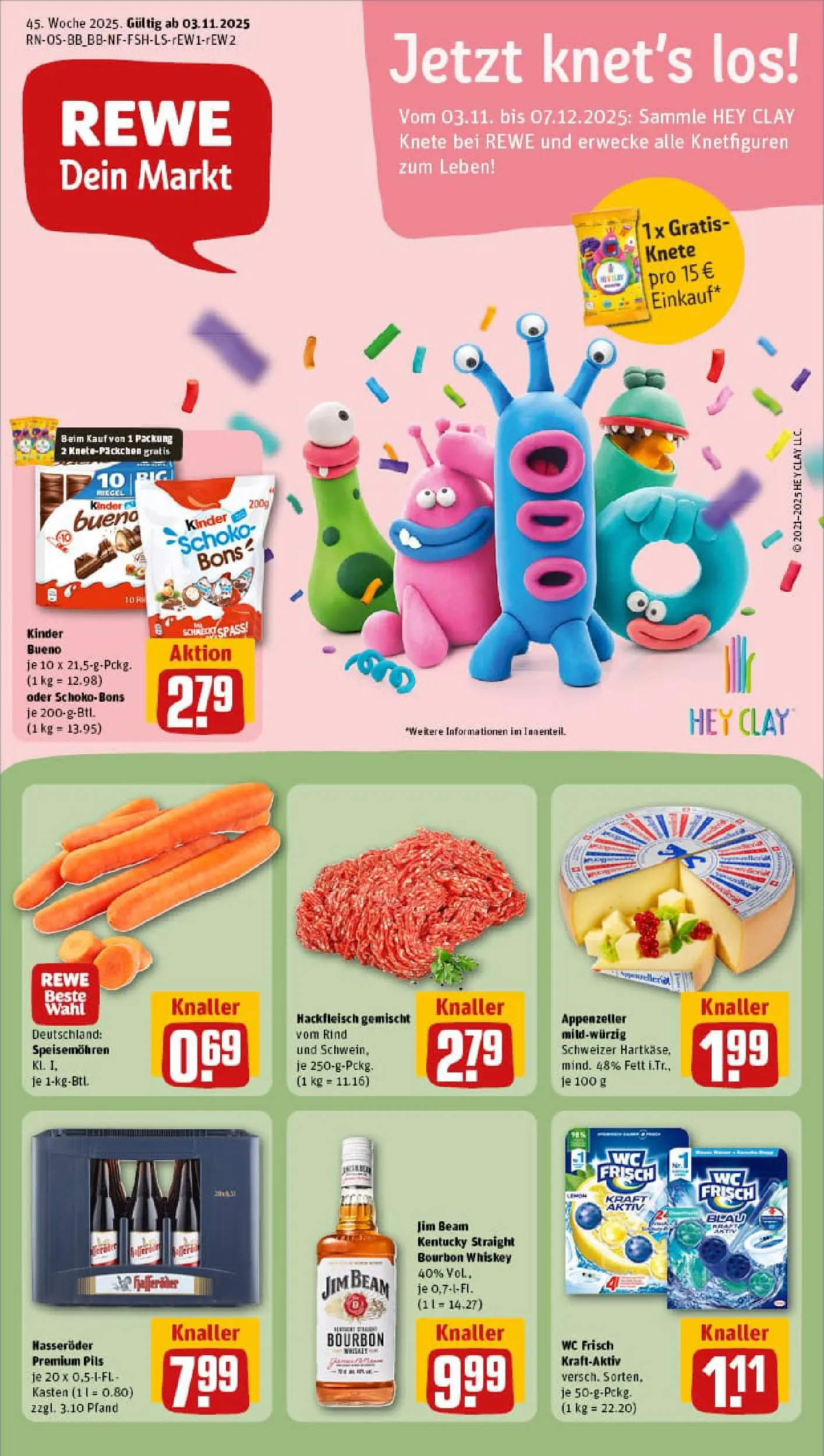 REWE Prospekt ab 02.11.2025 zum Blättern » Angebote | Seite: 1 | Produkte: Pils, Wc frisch, Whiskey, Hackfleisch