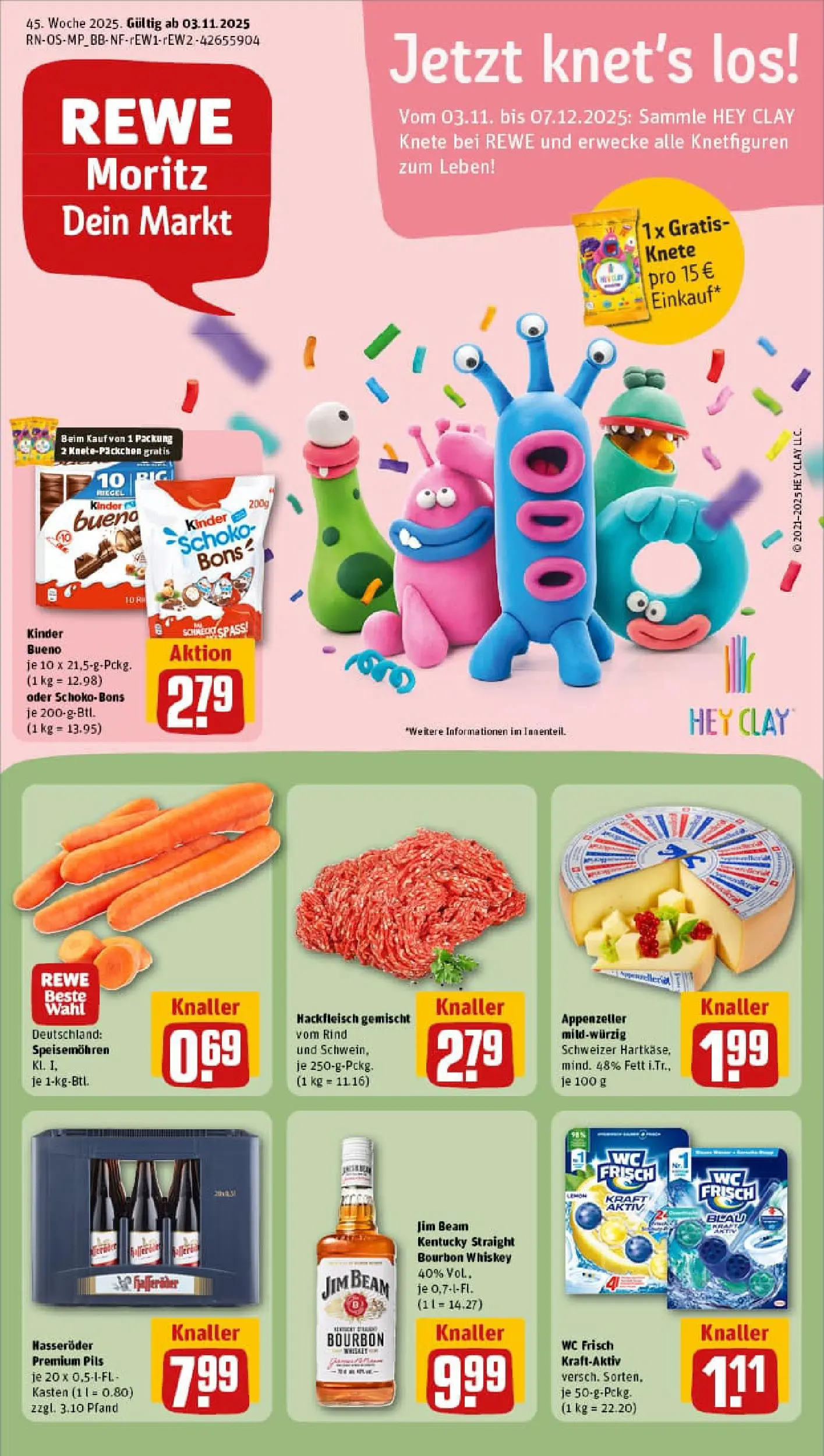 REWE Prospekt ab 02.11.2025 zum Blättern » Angebote | Seite: 1 | Produkte: Jim beam, Kinder bueno, Bourbon, Whiskey