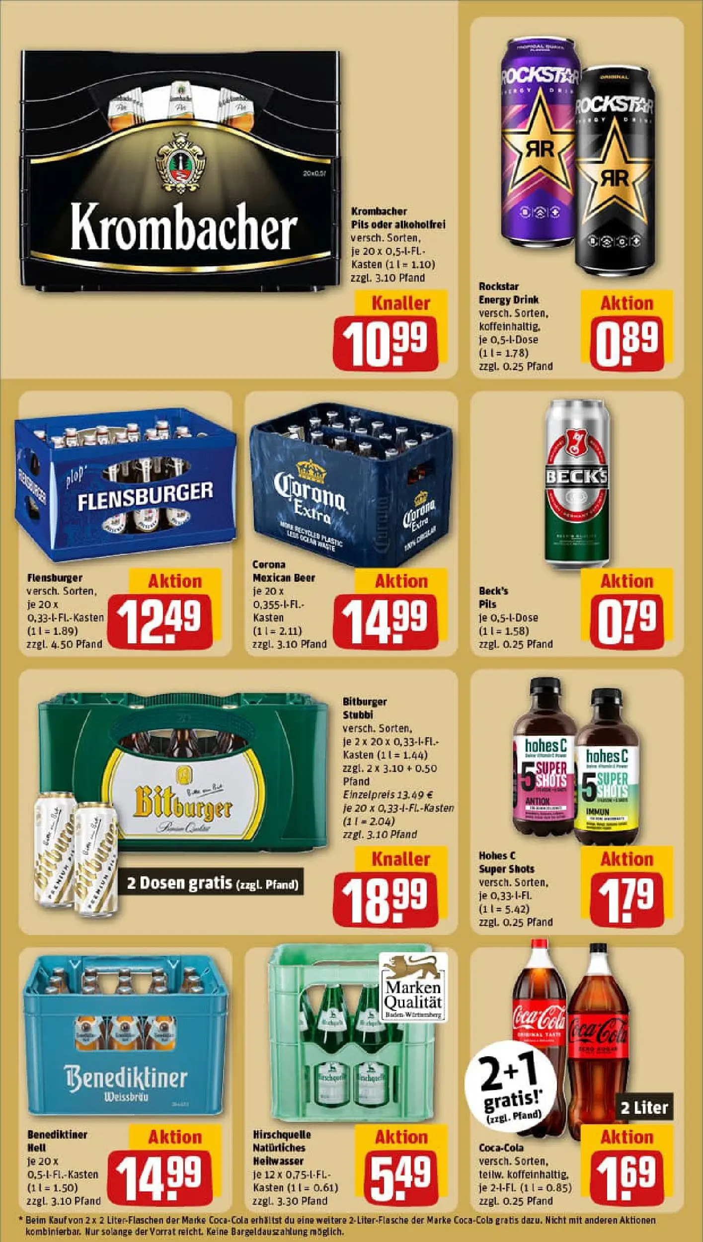 REWE Prospekt ab 02.11.2025 zum Blättern » Angebote | Seite: 18 | Produkte: Bitburger, Rockstar energy, Coca cola, Krombacher