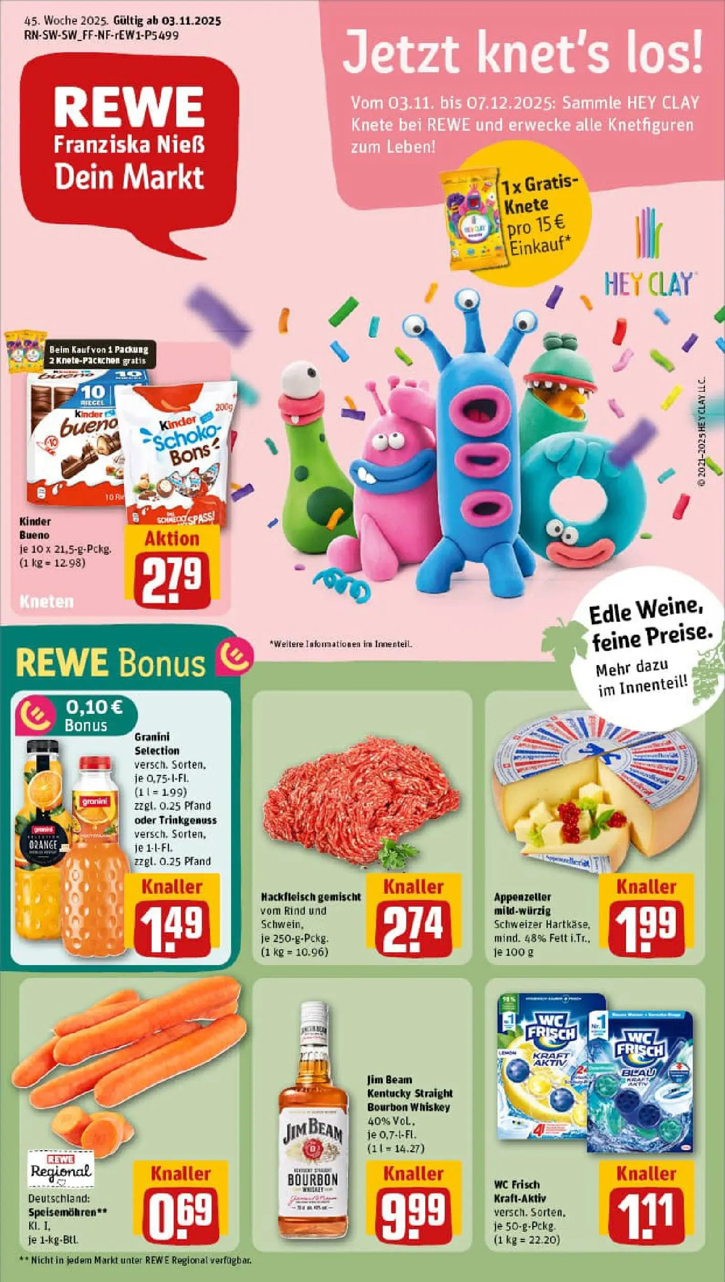 REWE Prospekt ab 02.11.2025 zum Blättern » Angebote | Seite: 1 | Produkte: Jim beam, Bourbon, Whiskey, Hackfleisch