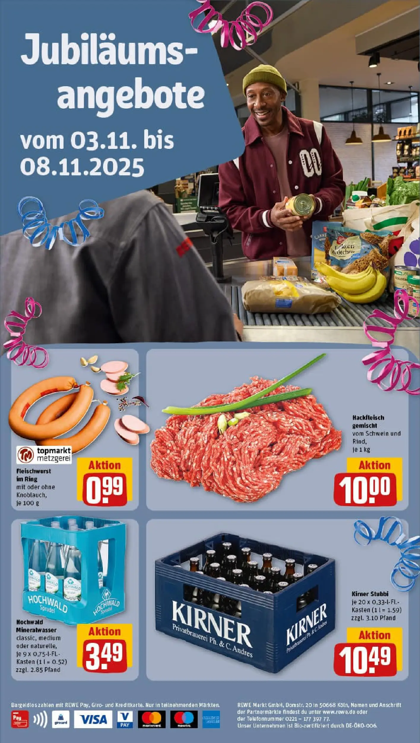 REWE Prospekt ab 02.11.2025 zum Blättern » Angebote | Seite: 2 | Produkte: Mineralwasser, Hackfleisch