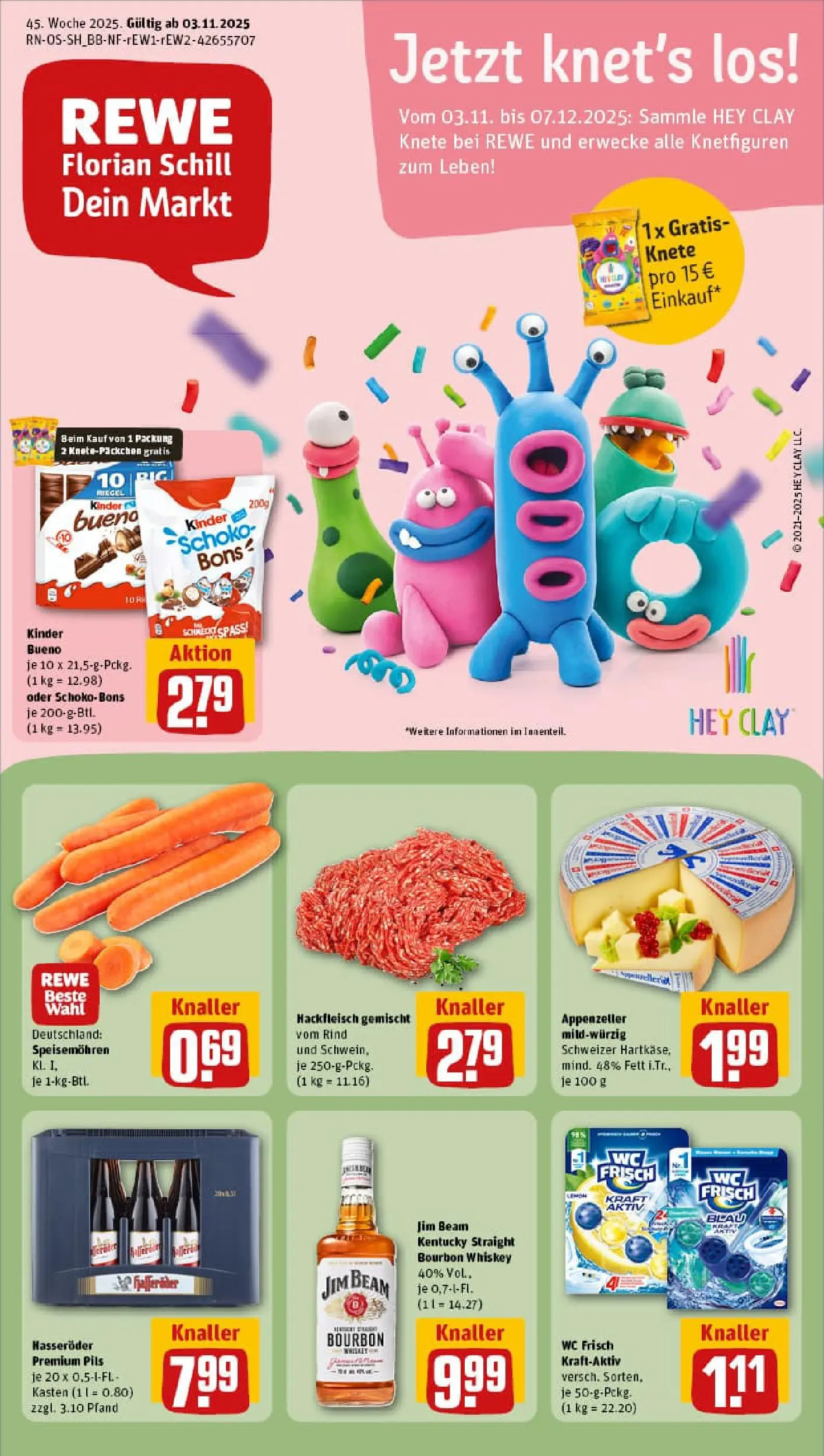 REWE Prospekt ab 02.11.2025 zum Blättern » Angebote | Seite: 1 | Produkte: Jim beam, Kinder bueno, Wc frisch, Bourbon