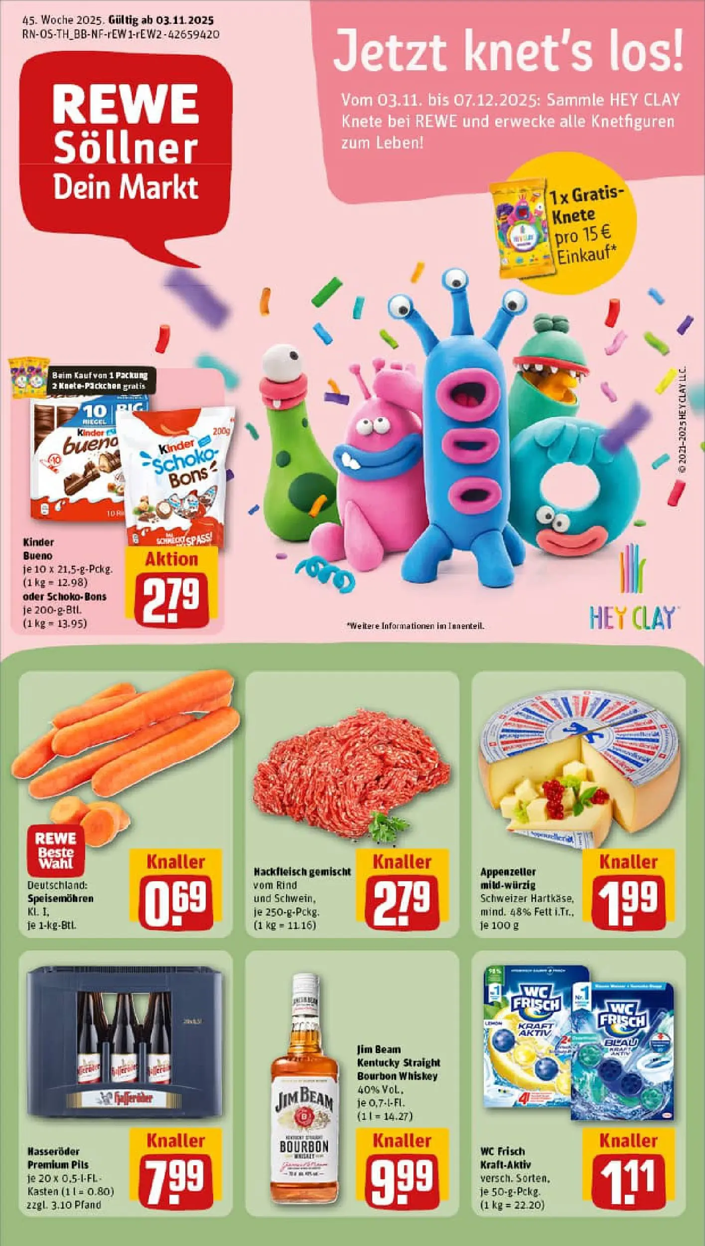 REWE Prospekt ab 02.11.2025 zum Blättern » Angebote | Seite: 1 | Produkte: Jim beam, Pils, Hasseröder, Bourbon