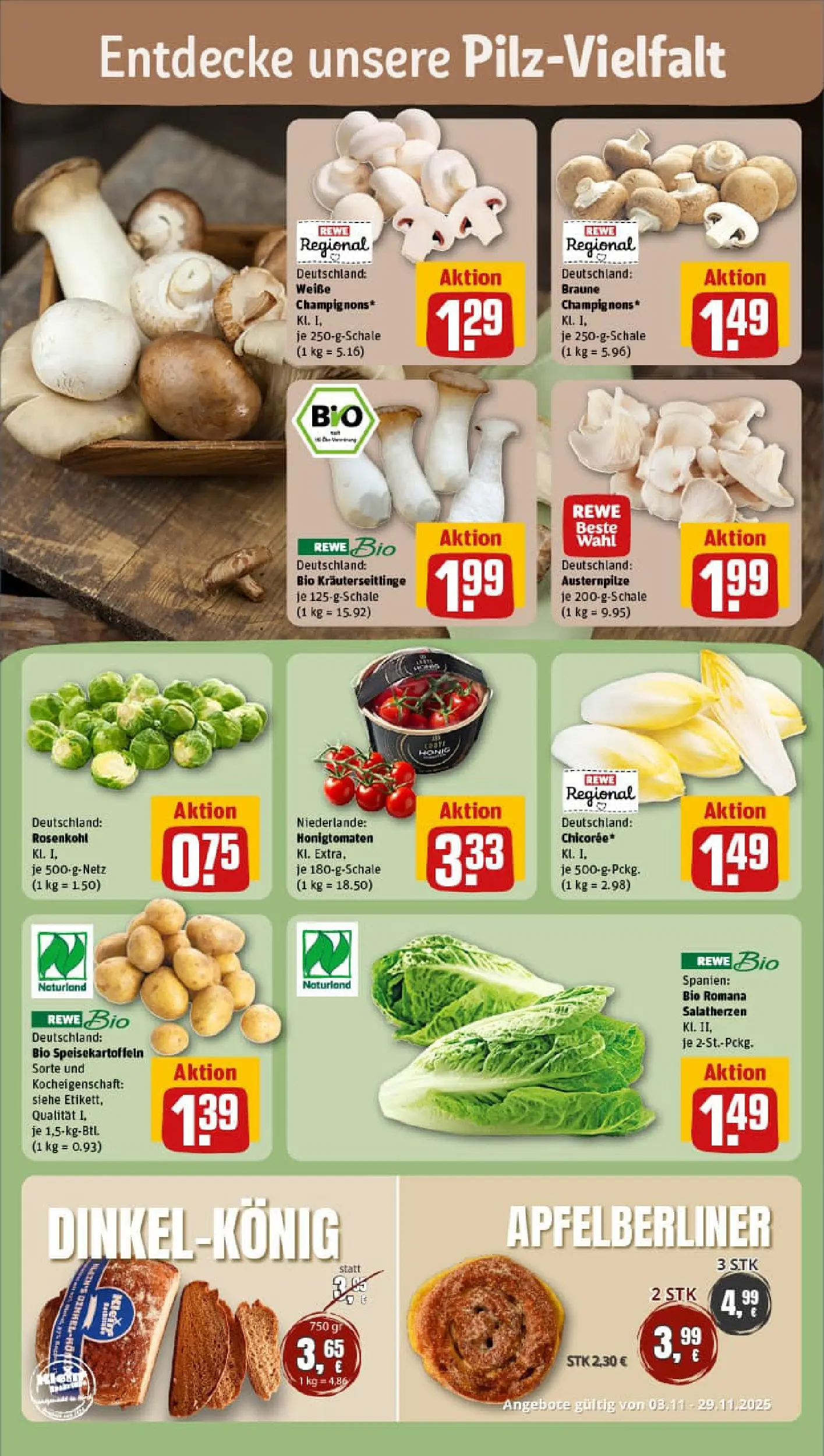 REWE Prospekt ab 02.11.2025 zum Blättern » Angebote | Seite: 7 | Produkte: Berliner, Apple, Champignons