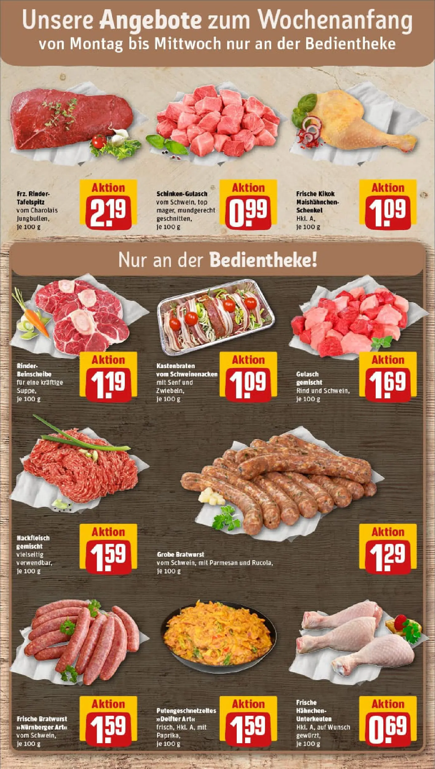 REWE Prospekt ab 02.11.2025 zum Blättern » Angebote | Seite: 8 | Produkte: Bratwurst, Schweinenacken, Gulasch, Hackfleisch