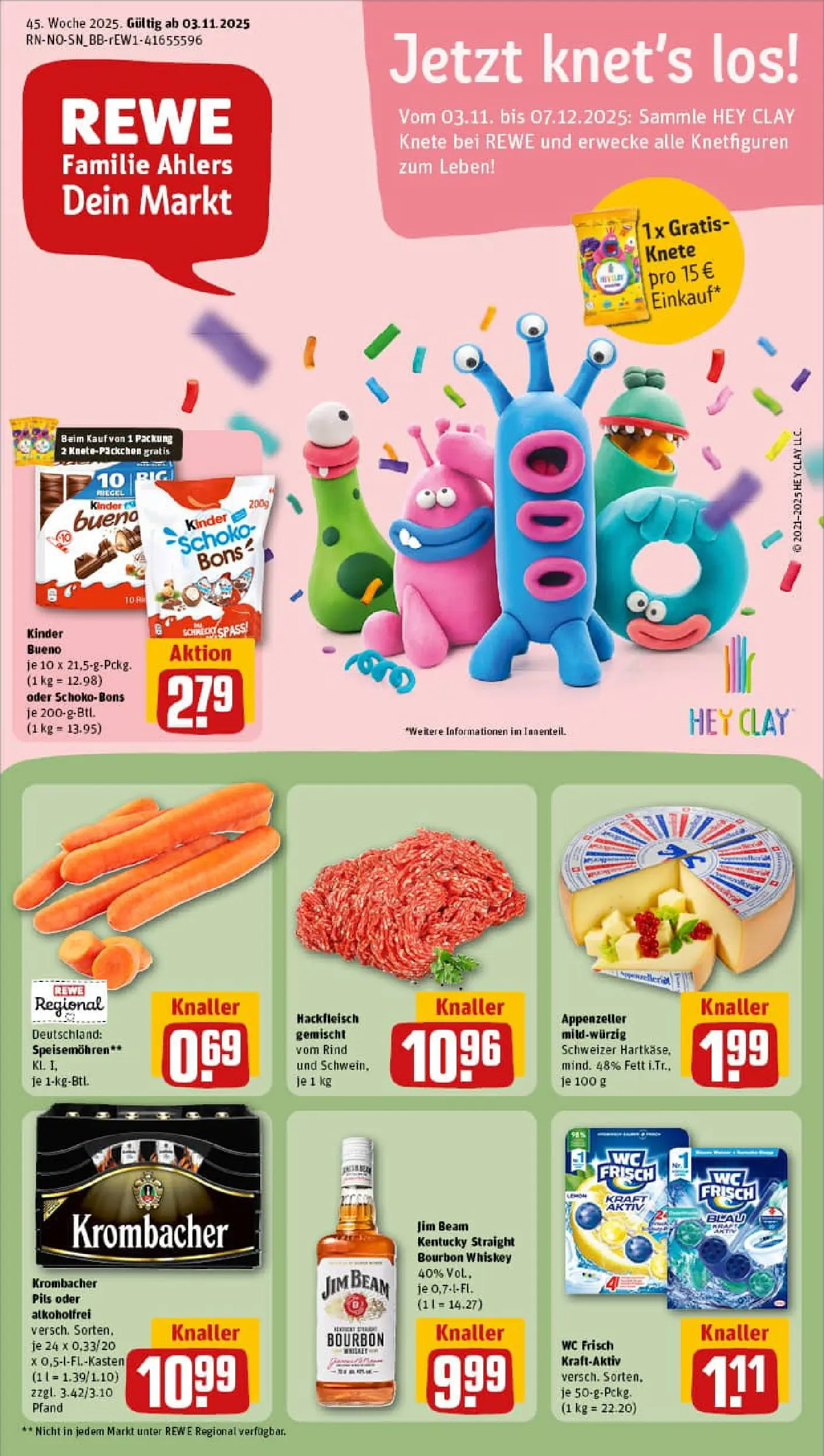 REWE Prospekt ab 02.11.2025 zum Blättern » Angebote | Seite: 1 | Produkte: Jim beam, Wc frisch, Bourbon, Whiskey