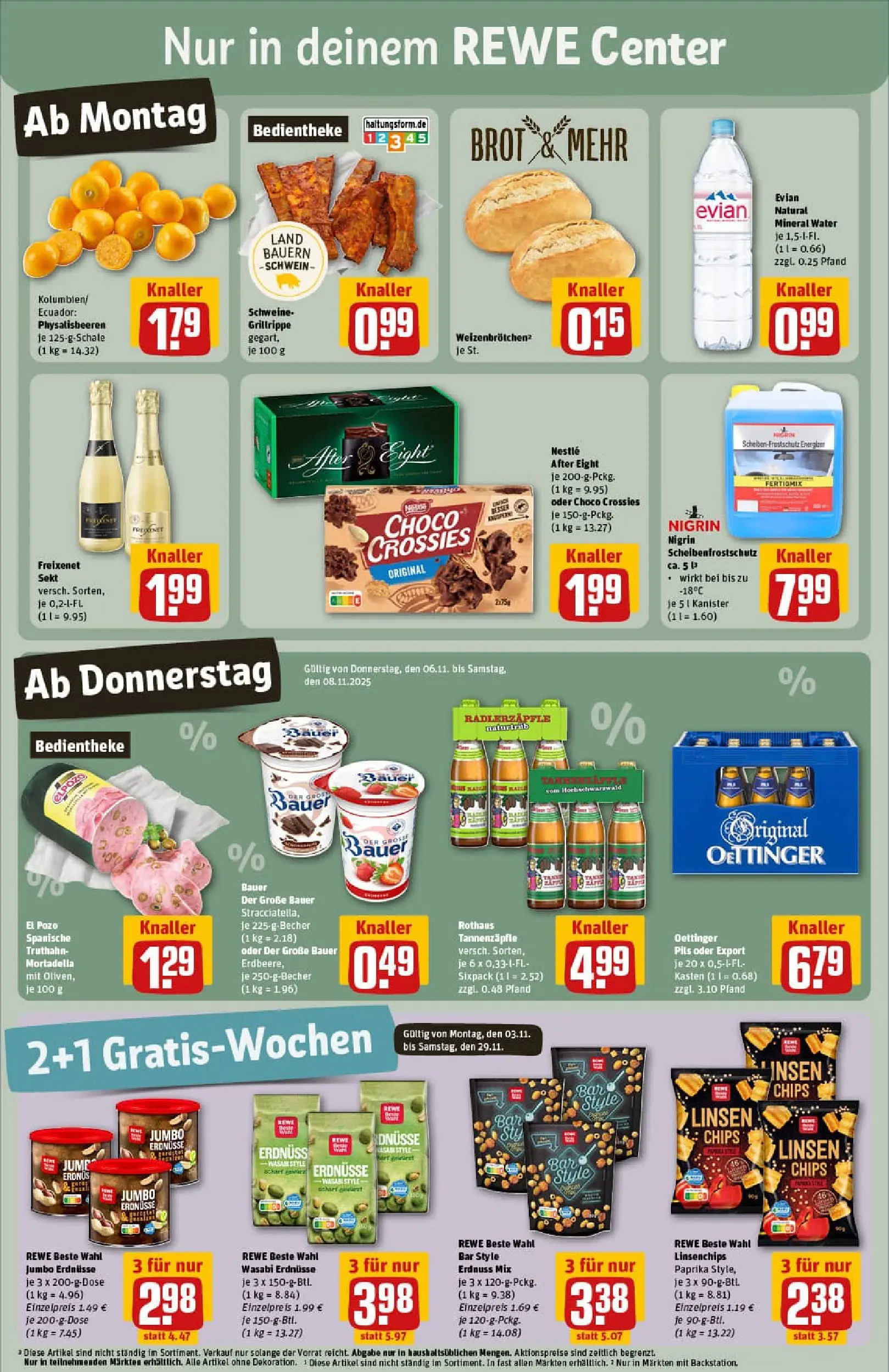 REWE Prospekt ab 02.11.2025 zum Blättern » Angebote | Seite: 3 | Produkte: Pils, Paprika, Brot, Chips