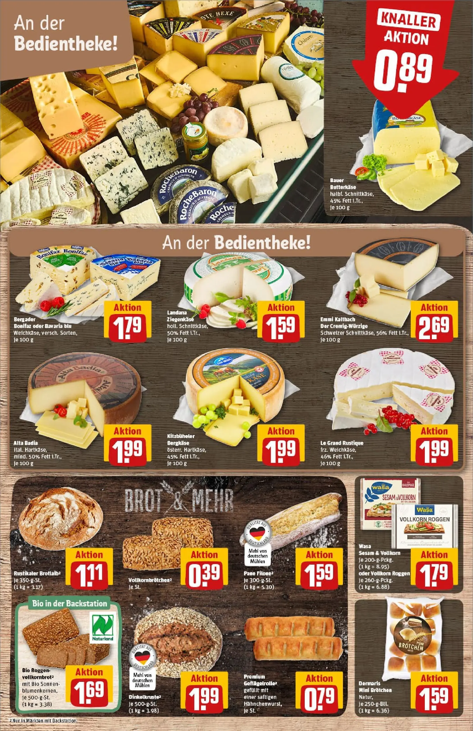 REWE Prospekt ab 02.11.2025 zum Blättern » Angebote | Seite: 11 | Produkte: Mehl, Ziegenkäse, Pane, Brot