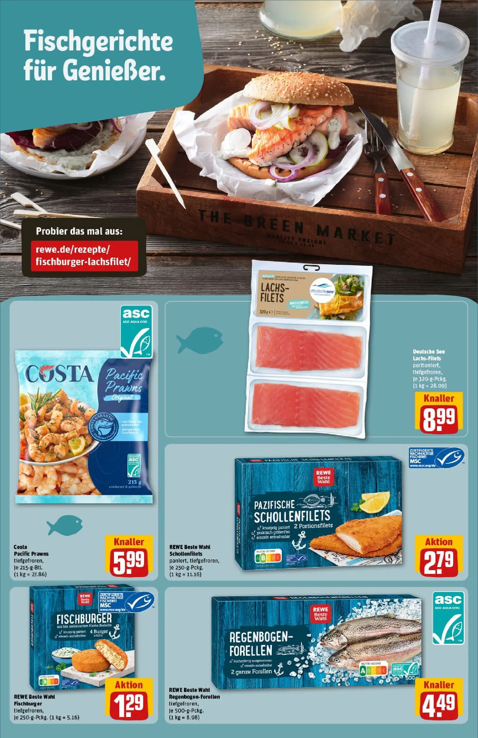 REWE Prospekt ab 02.11.2025 zum Blättern » Angebote | Seite: 20 | Produkte: Burger, Lachs