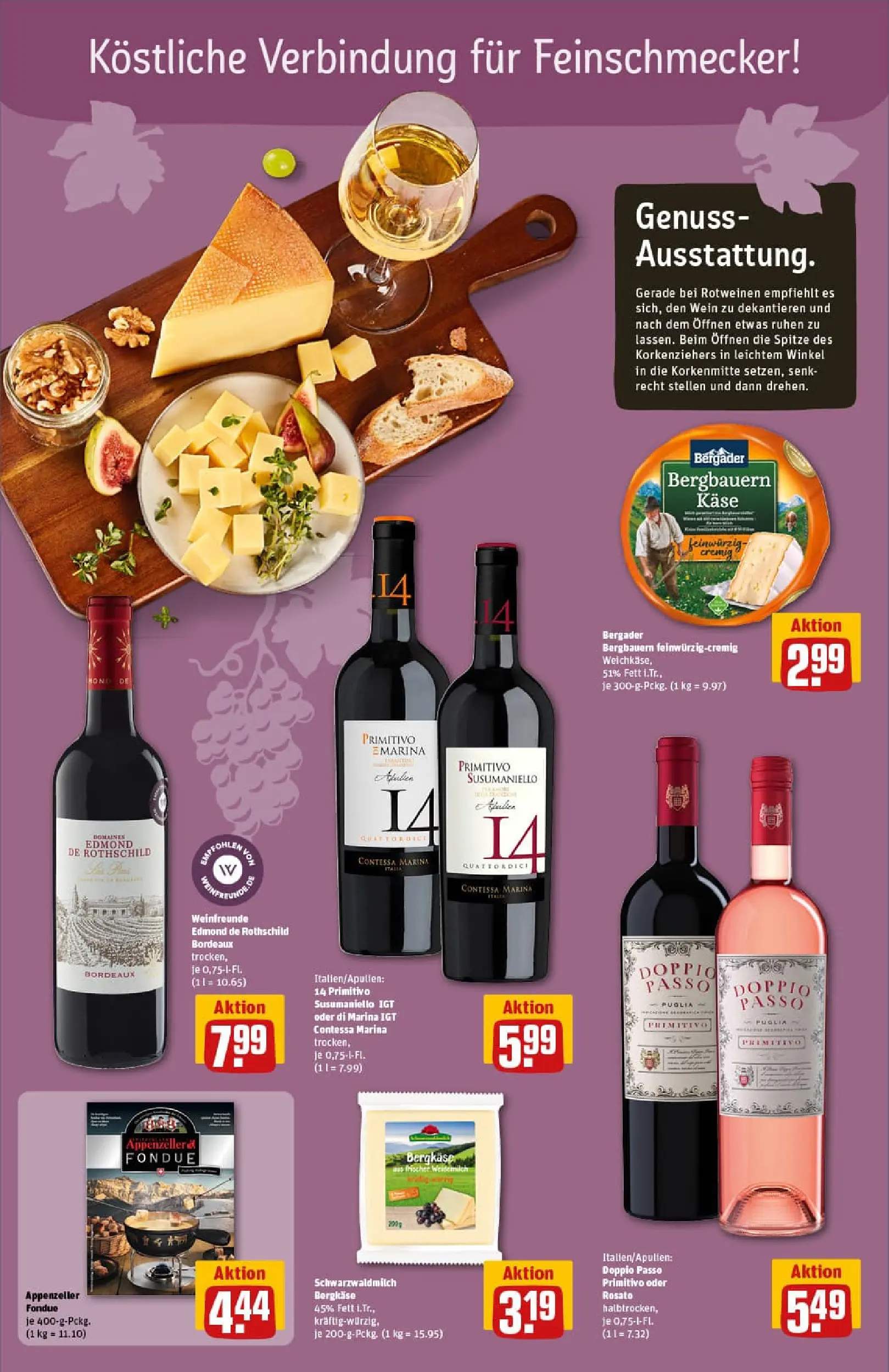 REWE Prospekt ab 02.11.2025 zum Blättern » Angebote | Seite: 23 | Produkte: Käse, Doppio Passo, Wein, Fondue