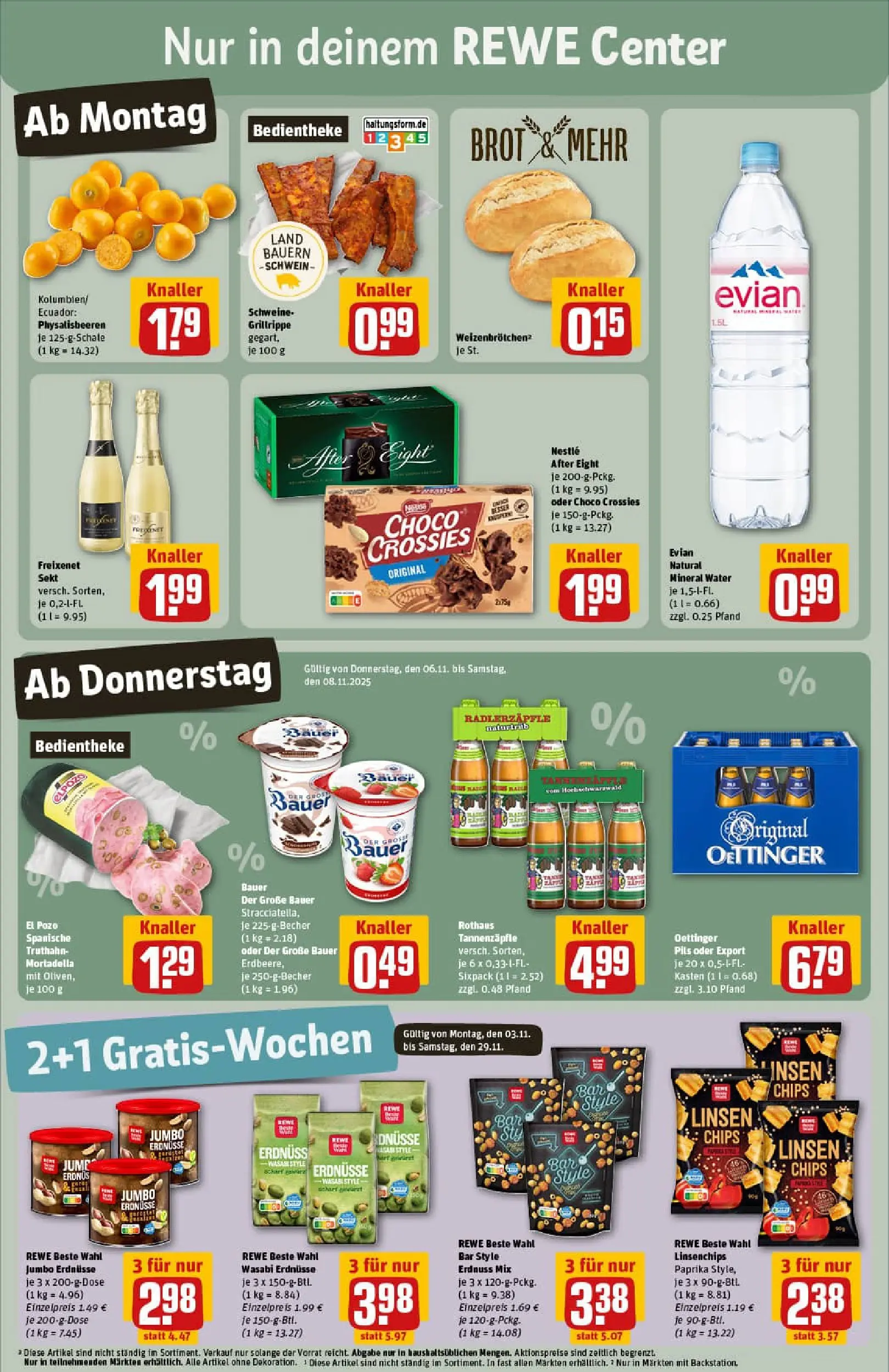 REWE Prospekt ab 02.11.2025 zum Blättern » Angebote | Seite: 3 | Produkte: Erdnüsse, Pils, Oettinger, Paprika